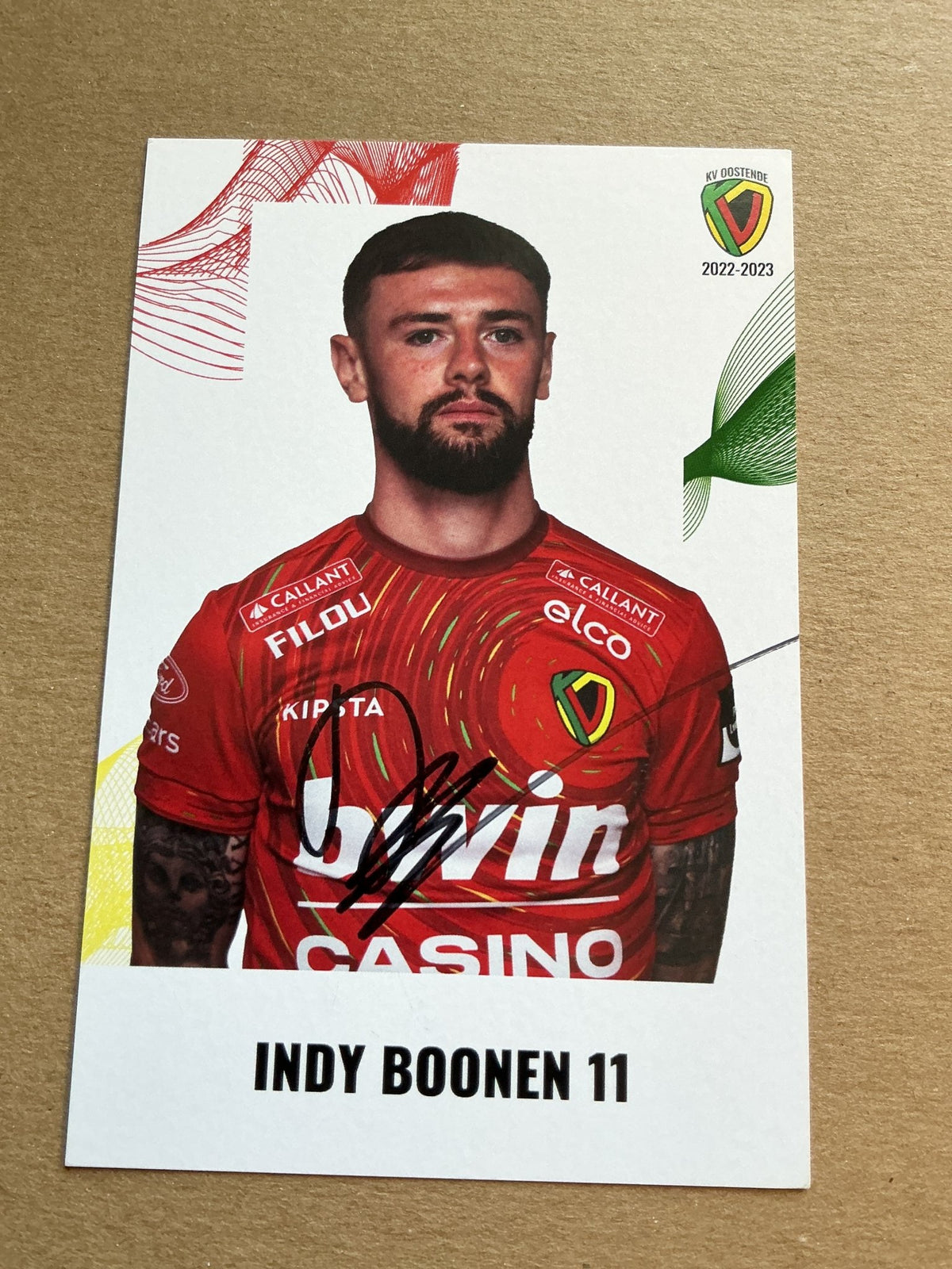 Indy Boonen, Belgium 🇧🇪 KV Oostende 2022/23 hand signed - Autographs-World