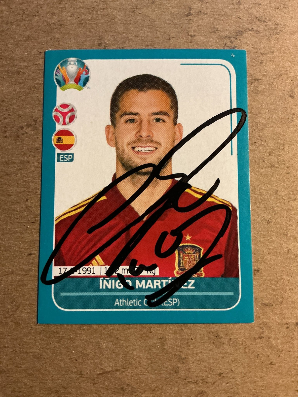 Inigo Martinez, Spain 🇪🇸 UEFA Euro 2020 Panini hand signed - Autographs-World
