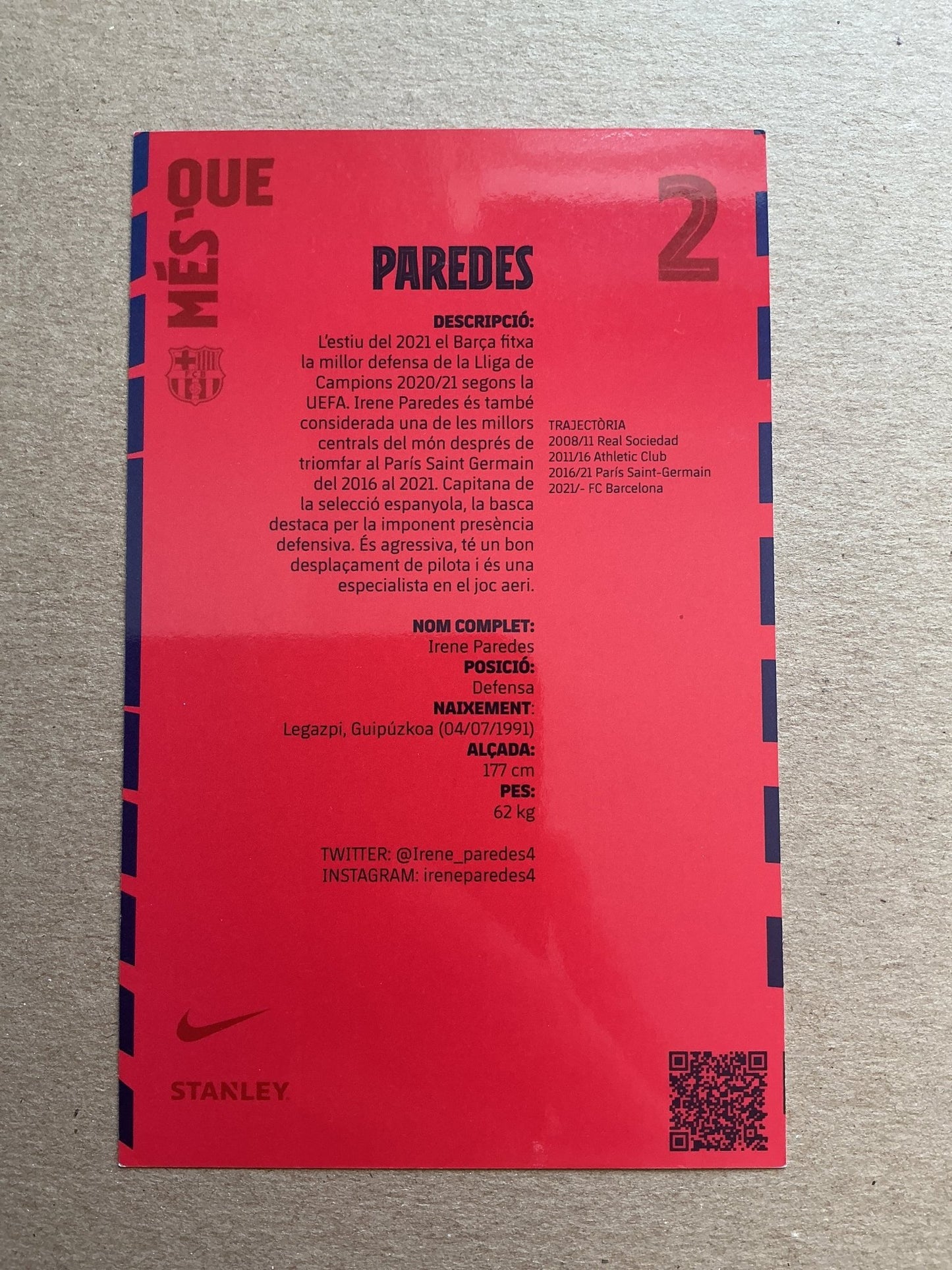 Irene Paredes, Spain 🇪🇸 FC Barcelona 2021/22 hand signed - Autographs-World