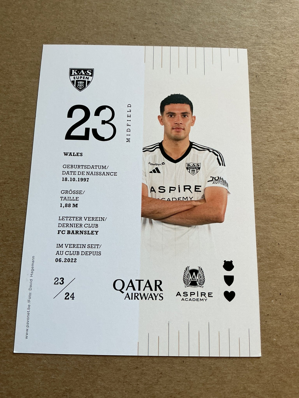 Isaac Christie-Davies, Wales 🏴󠁧󠁢󠁷󠁬󠁳󠁿 KAS Eupen 2023/24 hand signed - Autographs-World