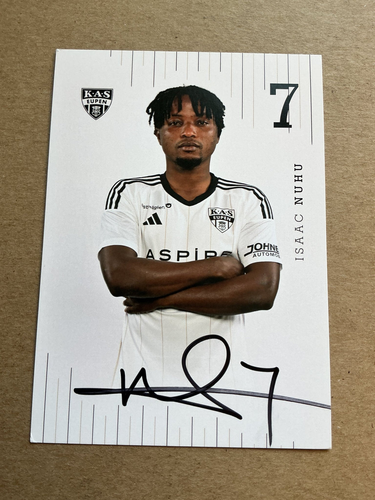 Isaac Nuhu, Ghana 🇬🇭 KAS Eupen 2023/24 hand signed - Autographs-World