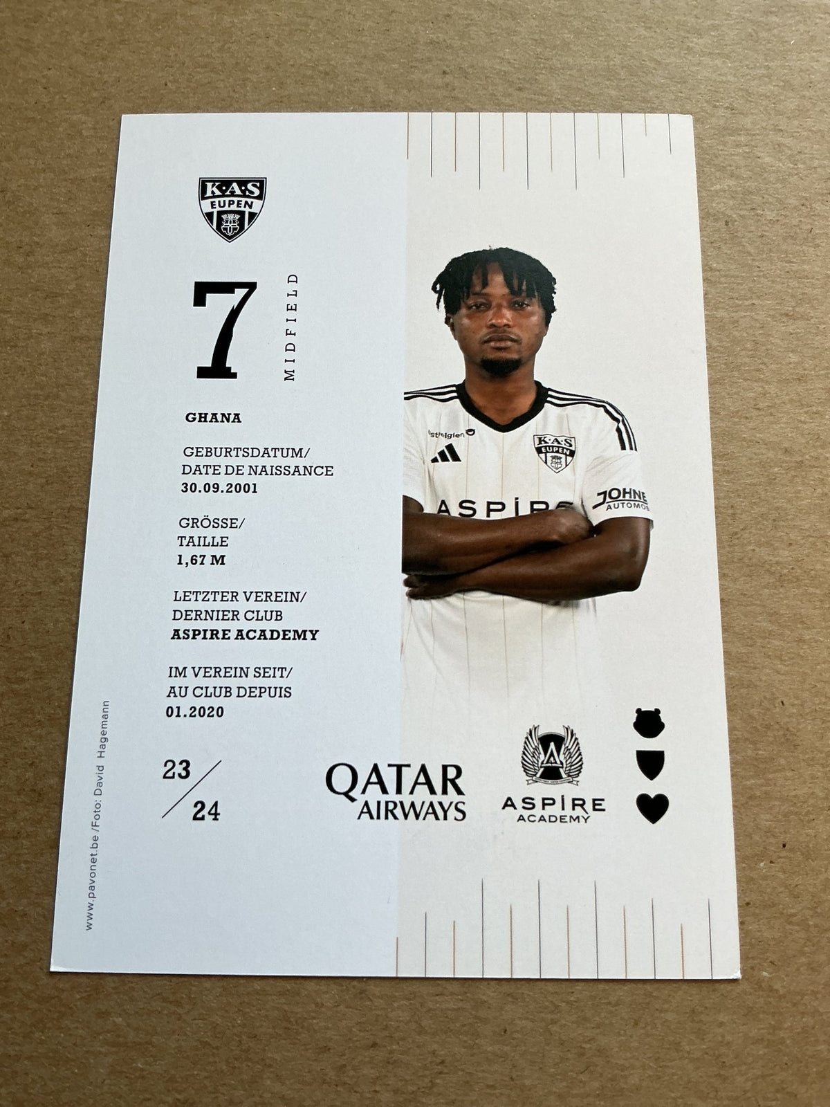 Isaac Nuhu, Ghana 🇬🇭 KAS Eupen 2023/24 hand signed - Autographs-World