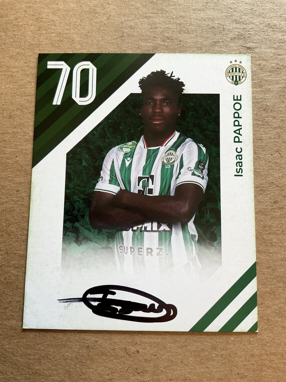 Isaac Pappoe, Ghana 🇬🇭 Ferencvaros TC 2024/25 hand signed - Autographs-World