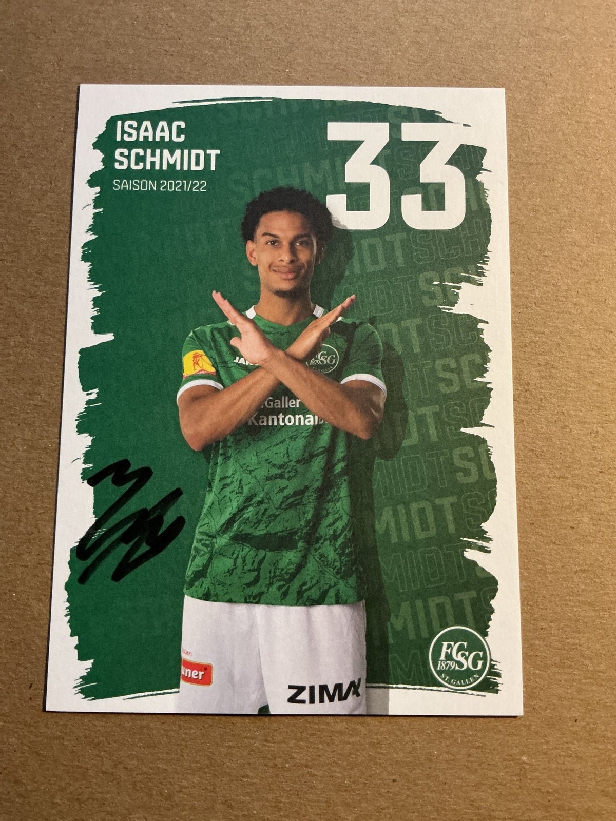 Isaac Schmidt, Switzerland 🇨🇭 FC St. Gallen 2021/22 hand signed - Autographs-World