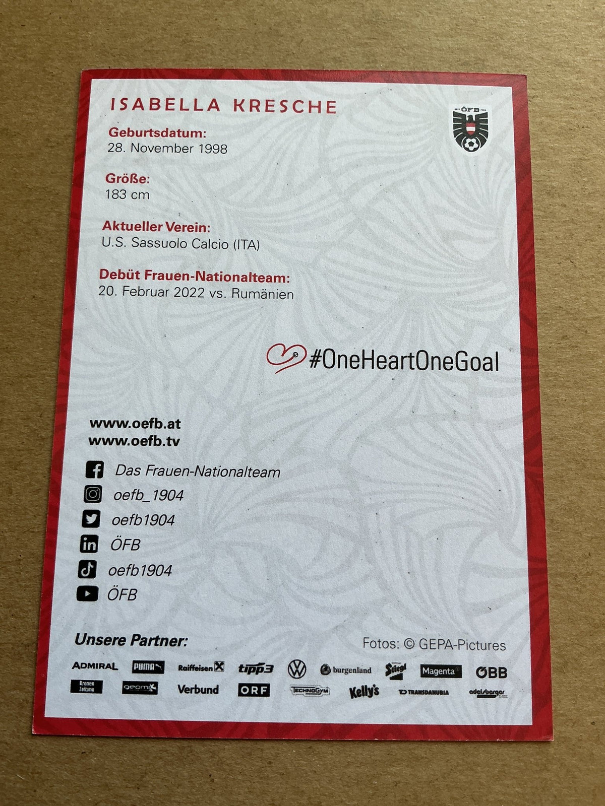 Isabella Kresche, Austria 🇦🇹 2024 hand signed - Autographs-World