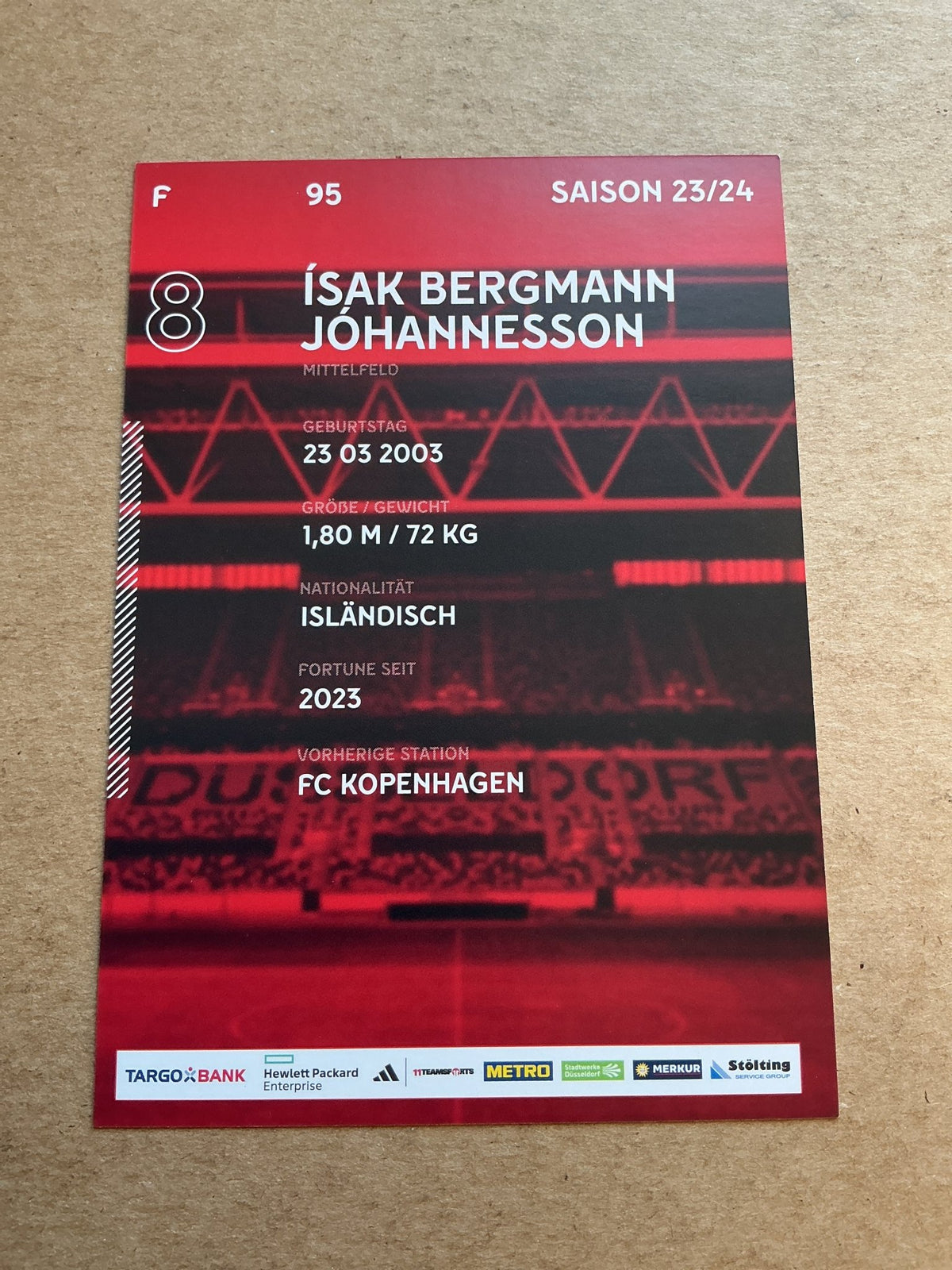 Ísak Bergmann Jóhannesson, Iceland 🇮🇸 Fortuna Düsseldorf 2023/24 hand signed - Autographs-World