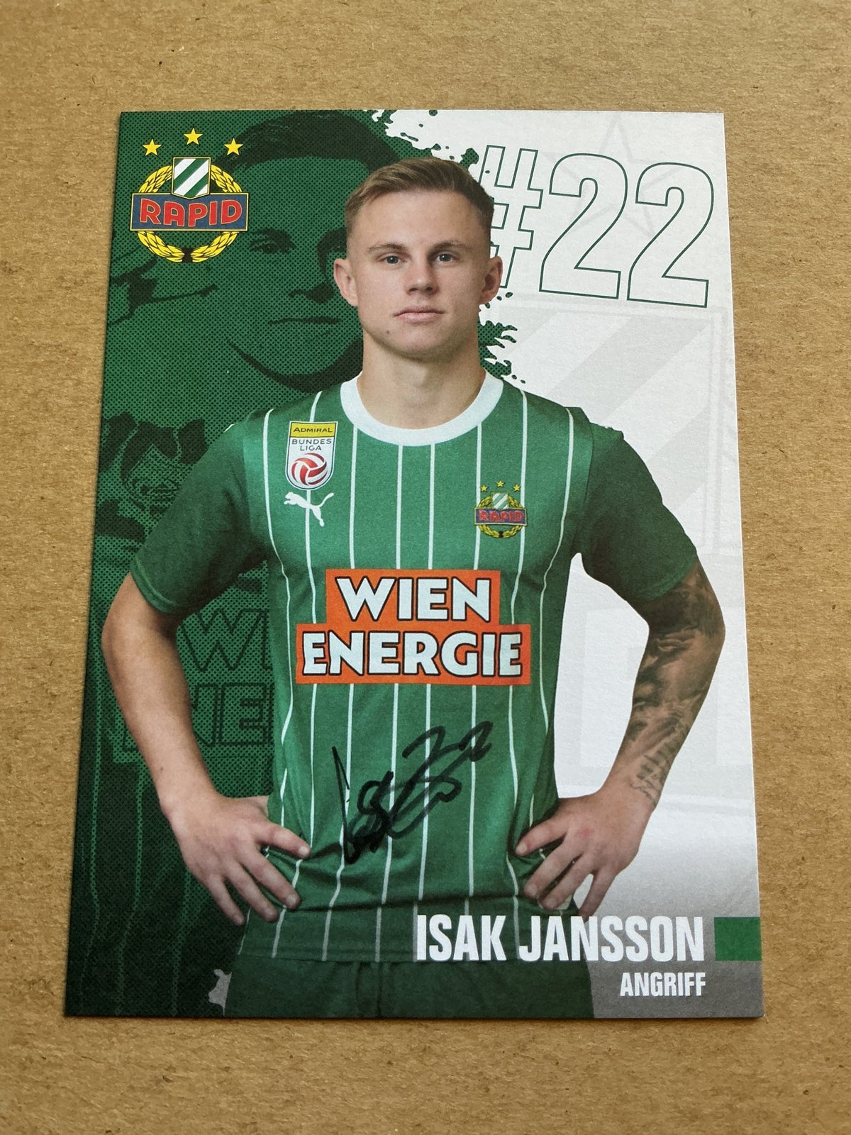 Isak Jansson, Sweden 🇸🇪 SK Rapid Wien 2023/24 hand signed - Autographs-World