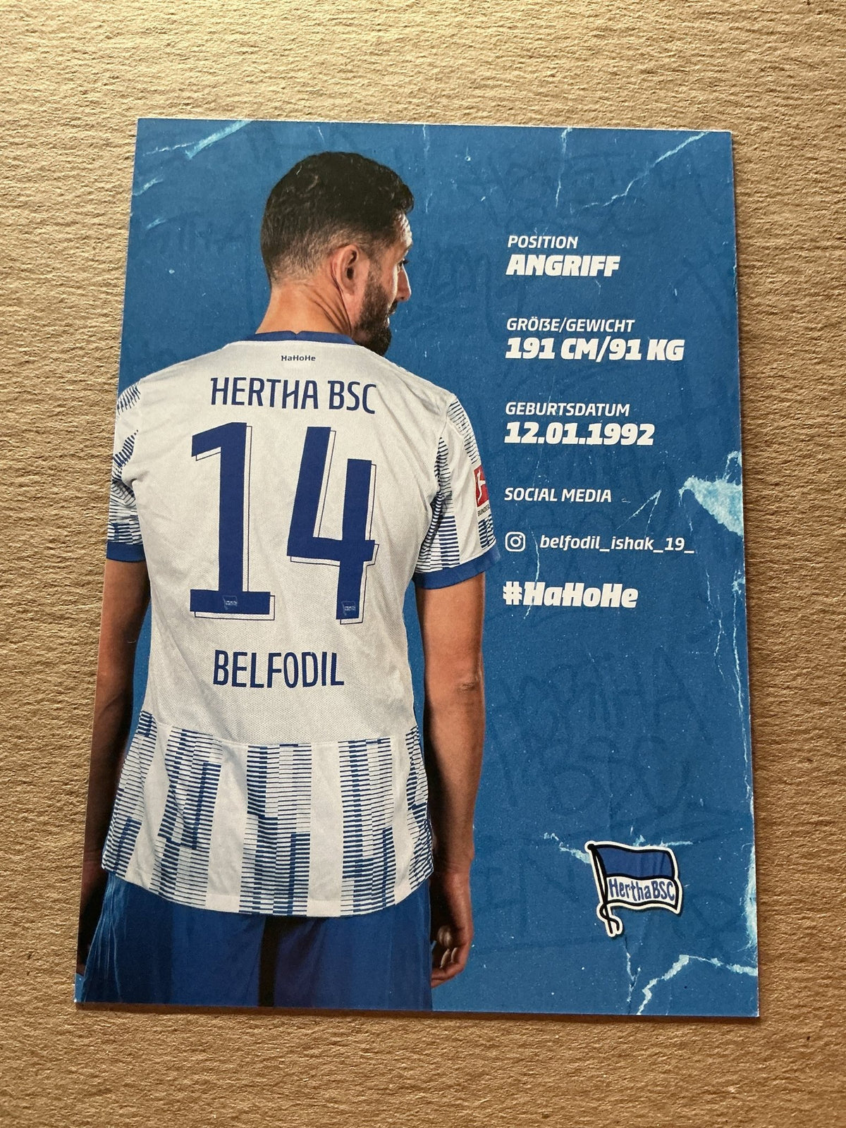 Ishak Belfodil, Algeria 🇩🇿 Hertha BSC Berlin 2021/22 hand signed - Autographs-World