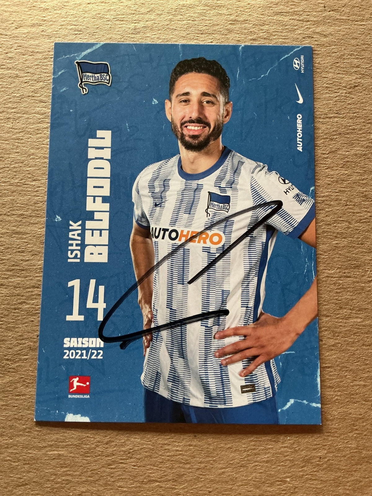 Ishak Belfodil, Algeria 🇩🇿 Hertha BSC Berlin 2021/22 hand signed - Autographs-World