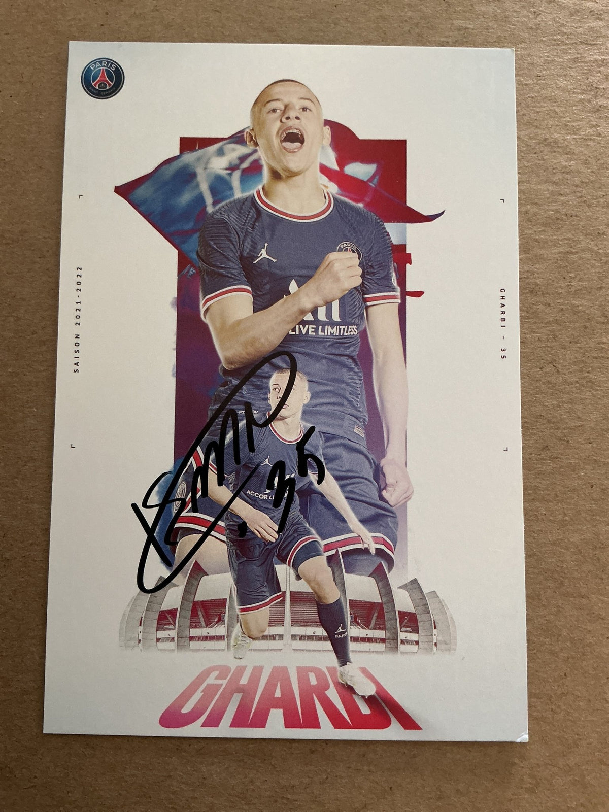 Ismael Gharbi, France 🇫🇷 Paris Saint-Germain 2021/22 hand signed - Autographs-World
