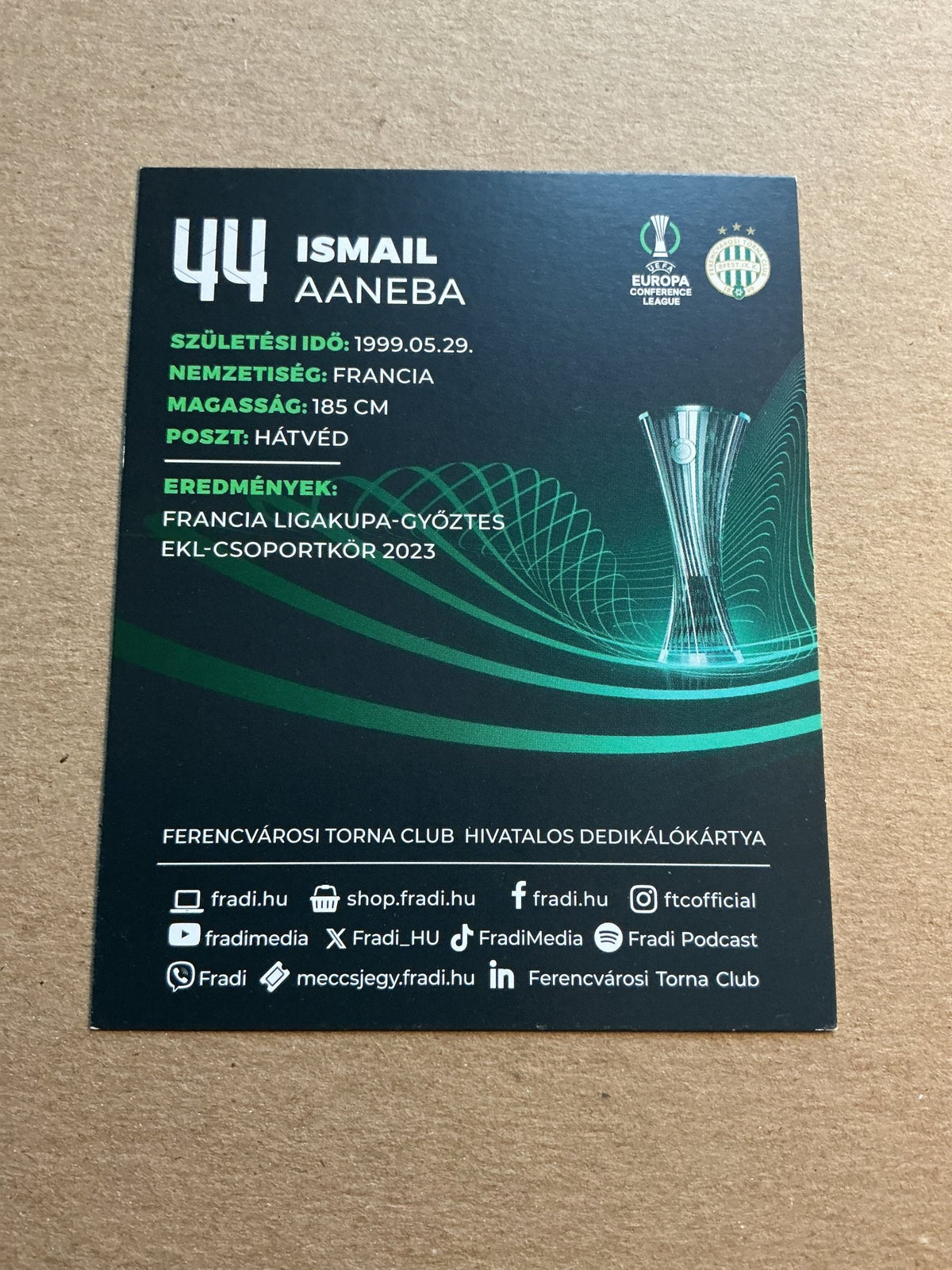 Ismail Aaneba, France 🇫🇷 Ferencváros TC 2023/24 hand signed - Autographs-World