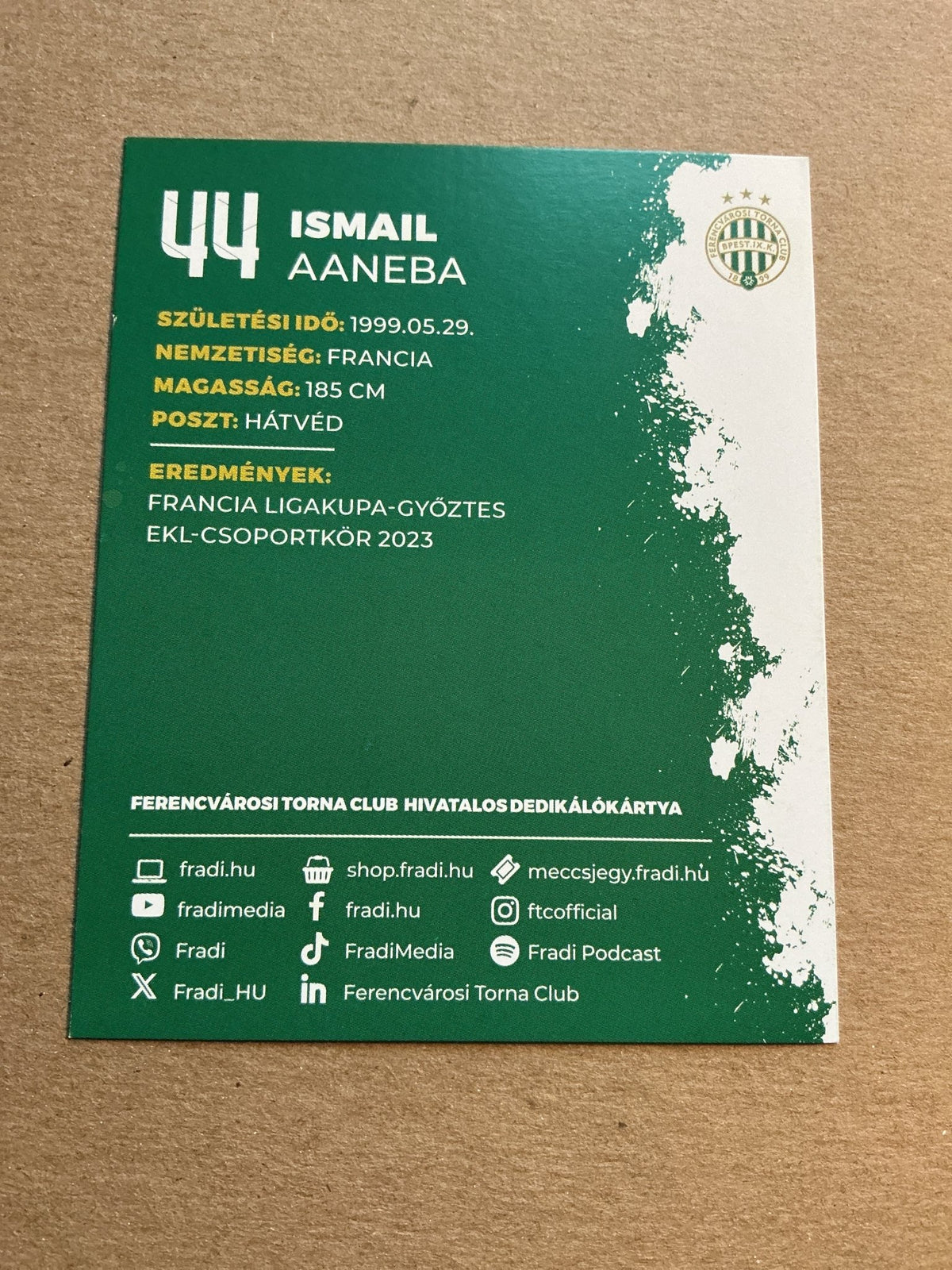 Ismail Aaneba, France 🇫🇷 Ferencváros TC 2023/24 hand signed - Autographs-World