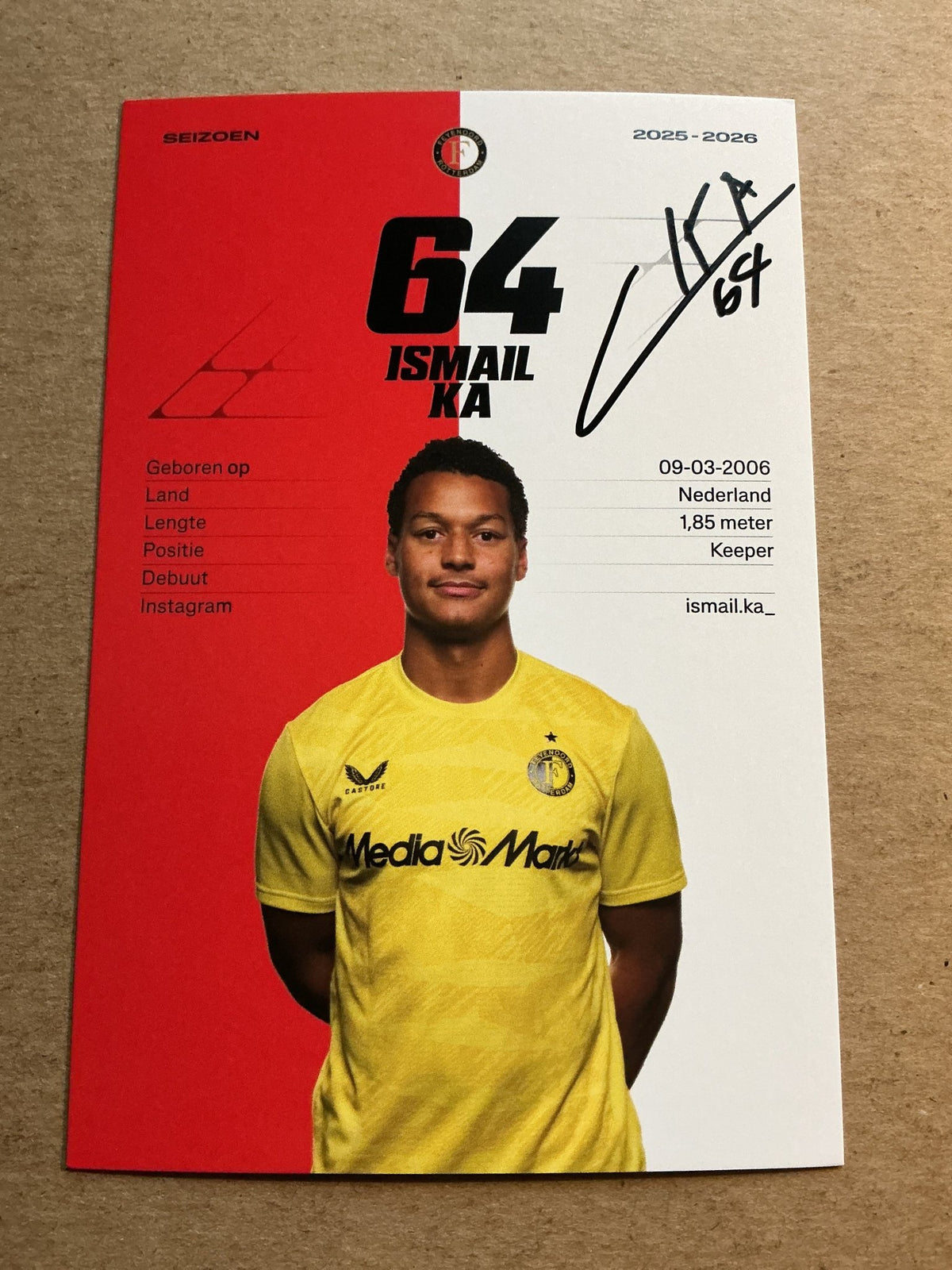 Ismail Ka, Netherlands 🇳🇱 Feyenoord Rotterdam 2025/26 hand signed - Autographs-World