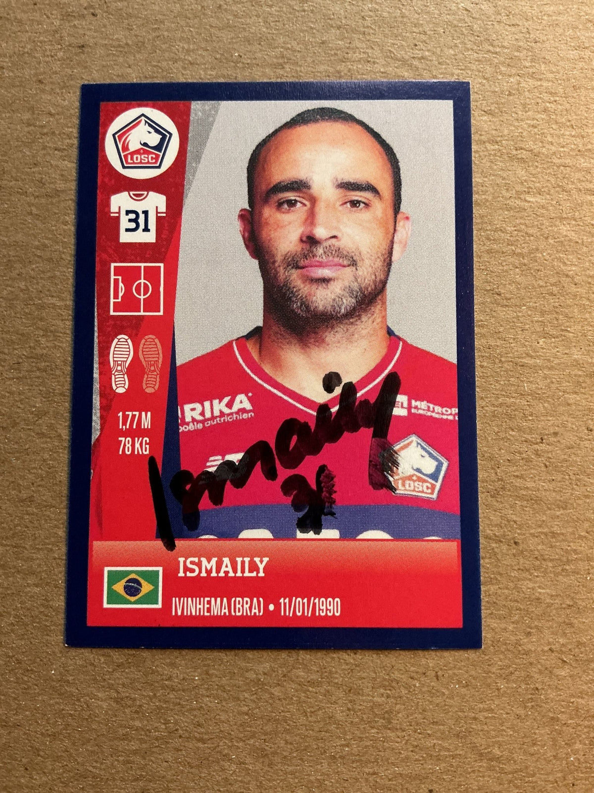 Ismaily, Brazil 🇧🇷 Lille OSC 2023 Panini hand signed - Autographs-World