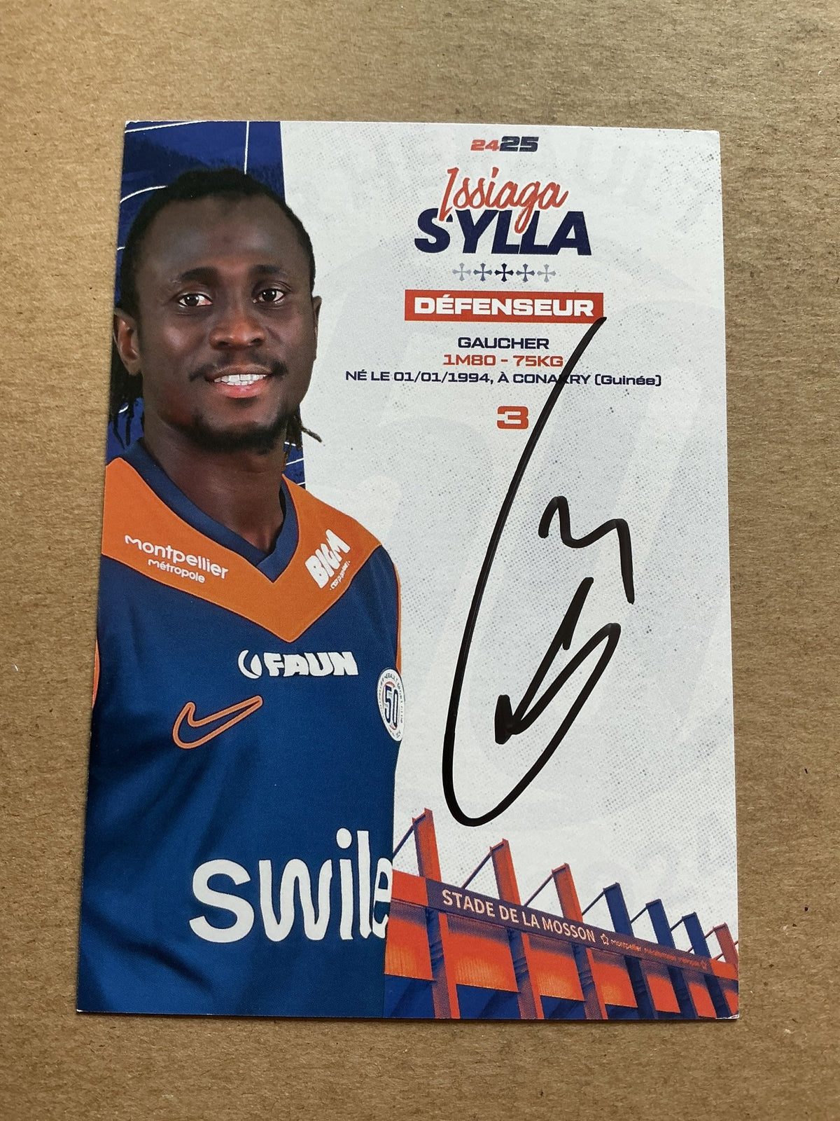 Issiaga Sylla, Guinea 🇬🇳 Montpellier HSC 2024/25 hand signed - Autographs-World