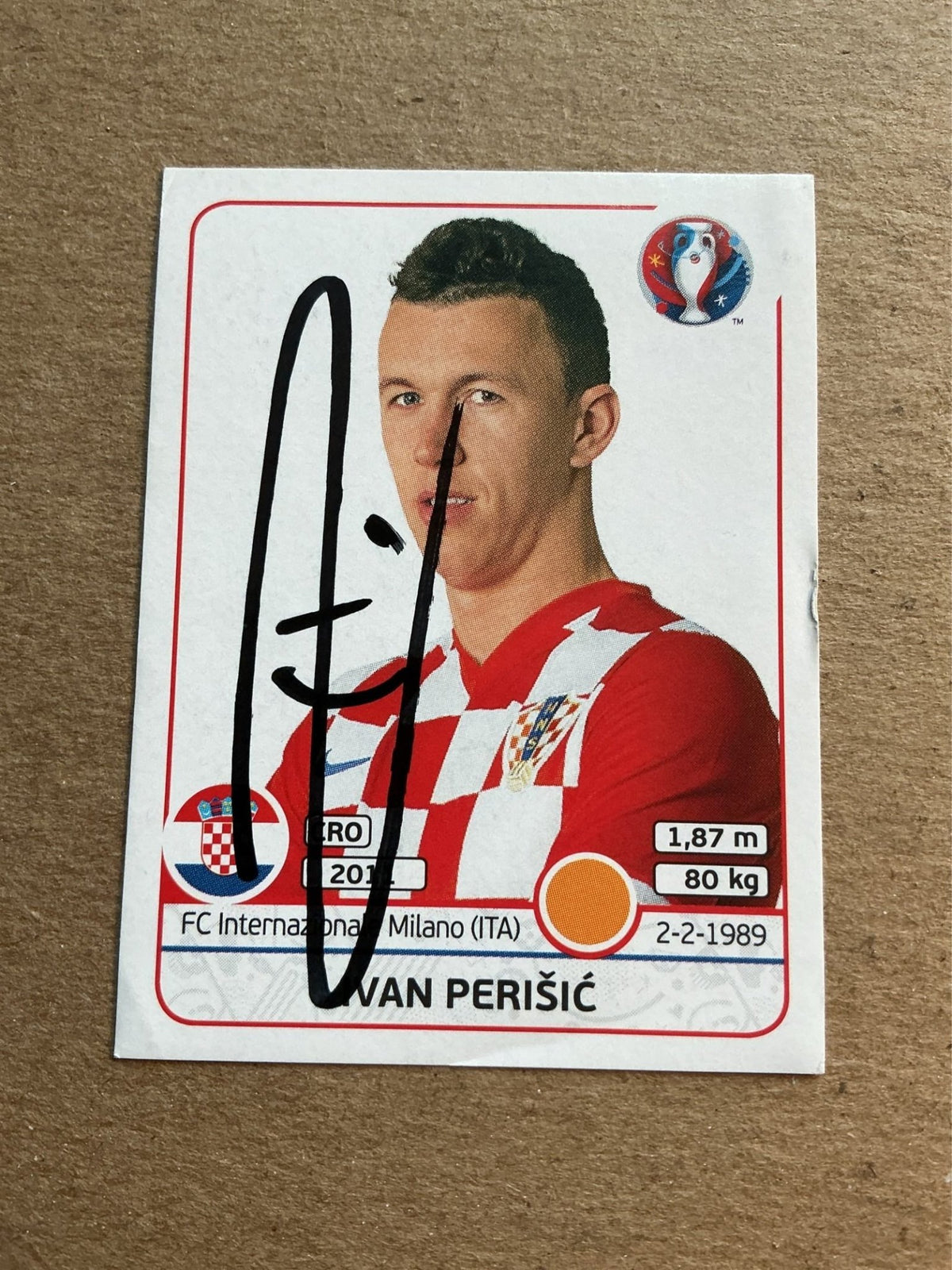 Ivan Perišić, Croatia 🇭🇷 UEFA Euro 2016 Panini hand signed - Autographs-World