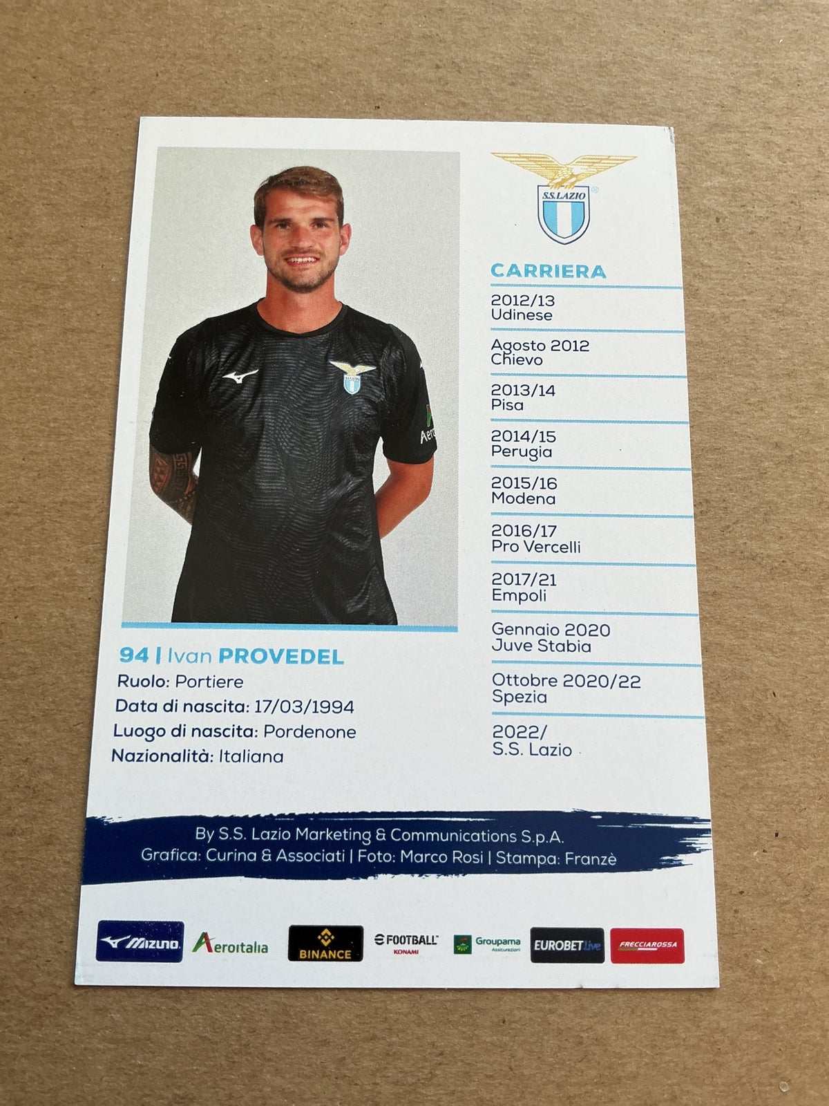 Ivan Provedel, Italy 🇮🇹 SS Lazio Rom 2023/24 hand signed - Autographs-World