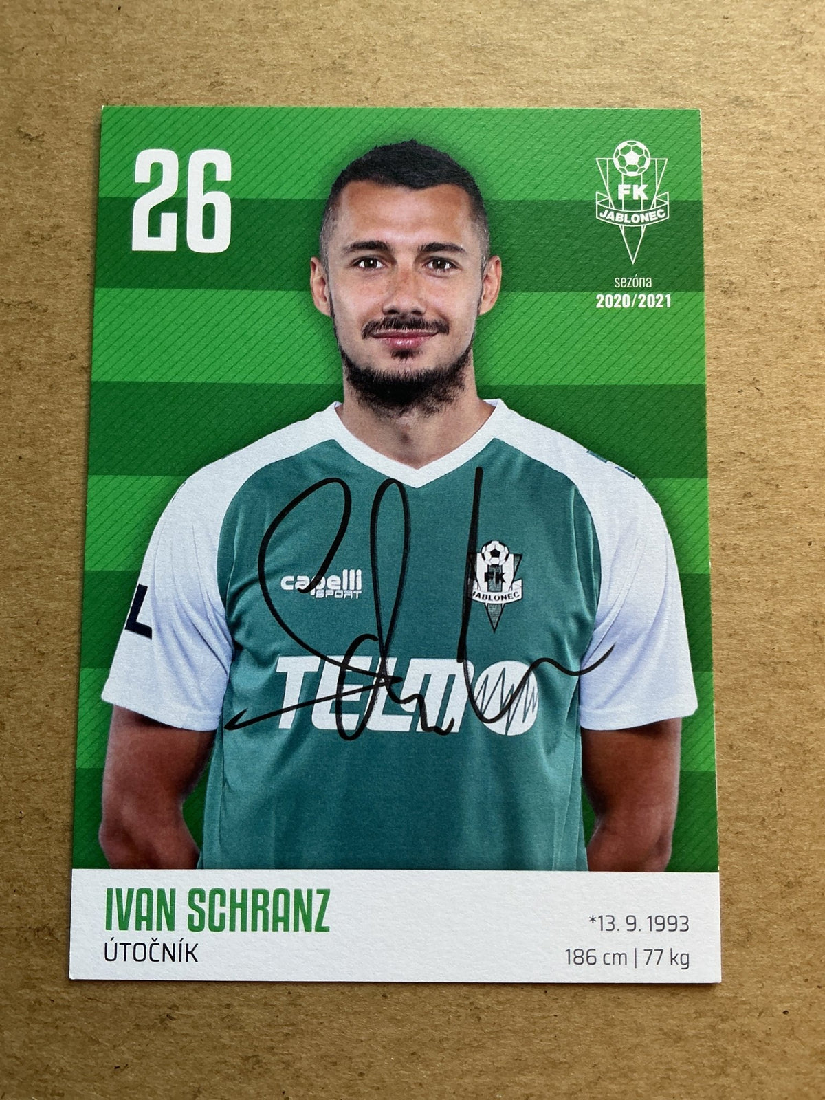 Ivan Schranz, Slovakia 🇸🇰 FK Jablonec 2020/21 hand signed - Autographs-World