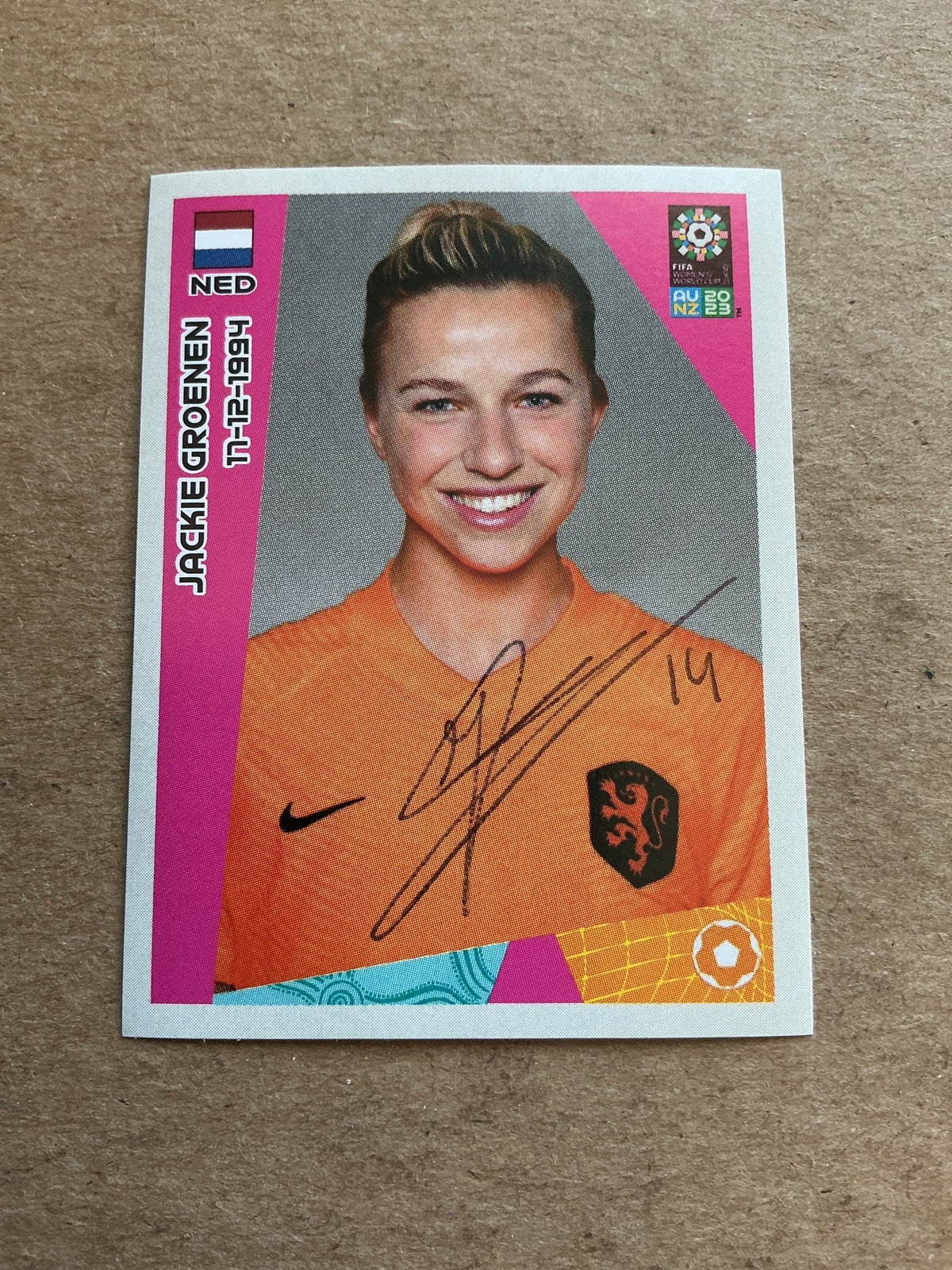 Jackie Groenen, Netherlands 🇳🇱 FIFA Women’s World Cup 2023 Panini hand signed - Autographs-World