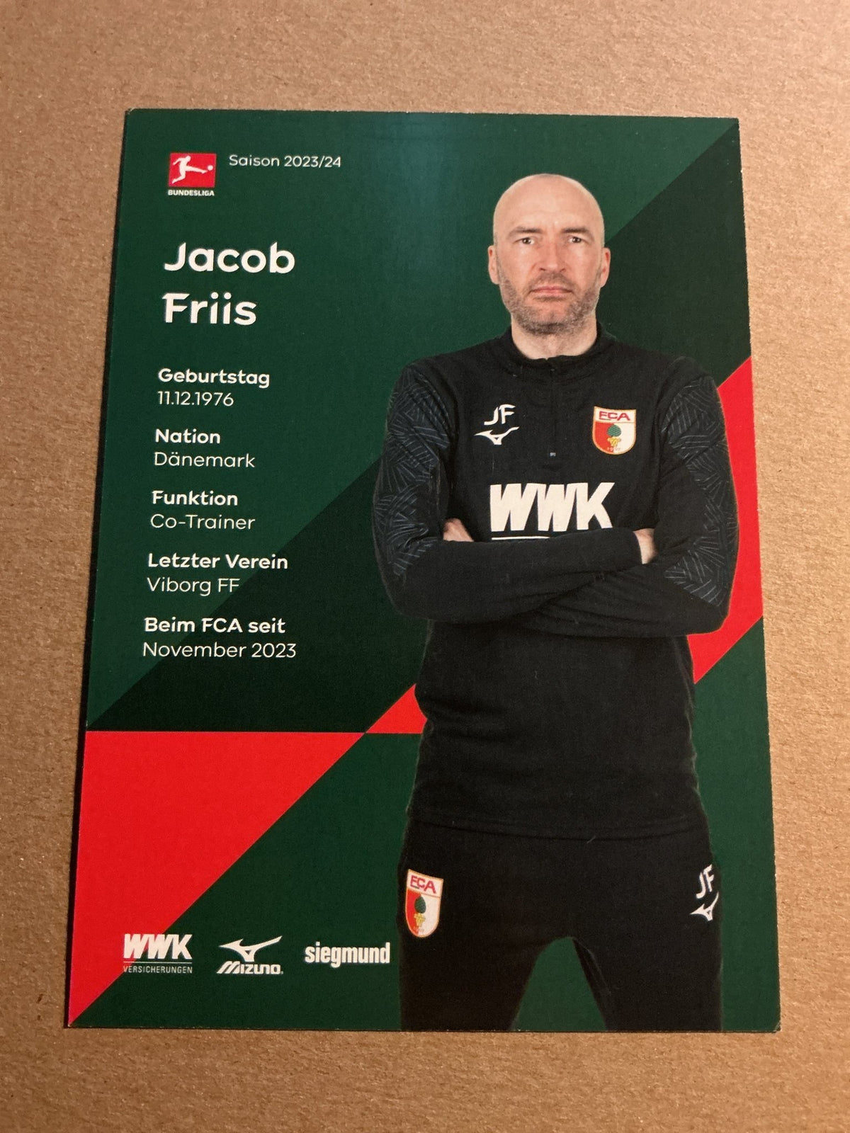 Jacob Friis, Denmark 🇩🇰 FC Augsburg 2023/24 hand signed - Autographs-World