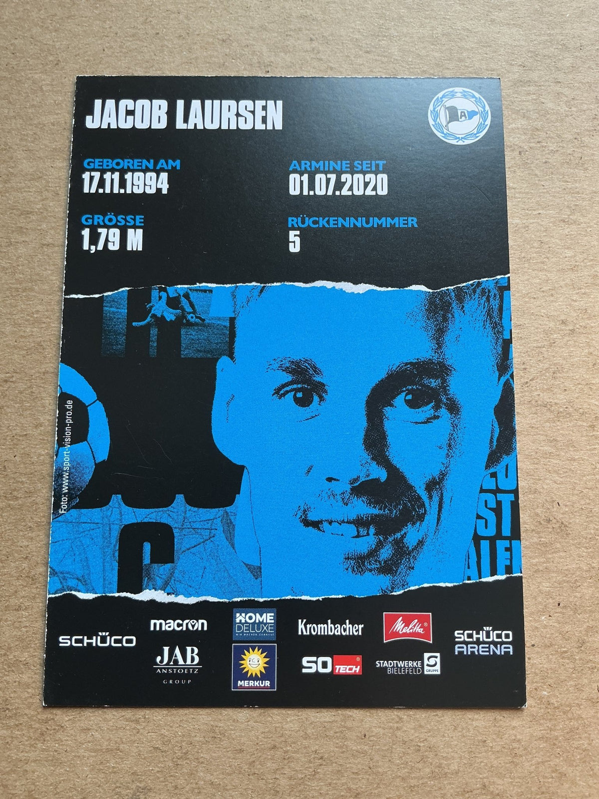 Jacob Laursen, Denmark 🇩🇰 Arminia Bielefeld 2020/21 hand signed - Autographs-World