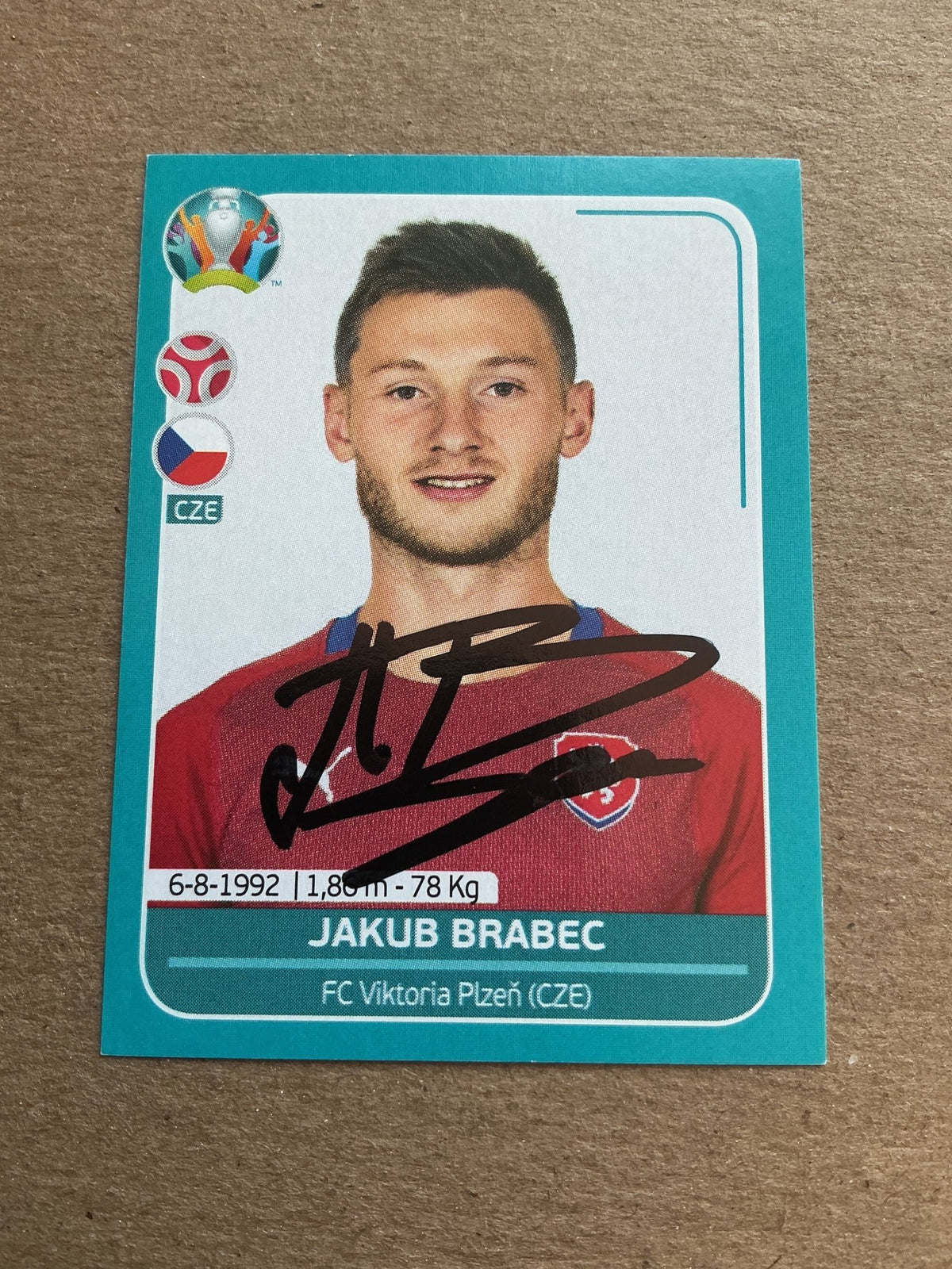 Jakub Brabec, Czech Republic 🇨🇿 UEFA Euro 2020 Panini hand signed - Autographs-World