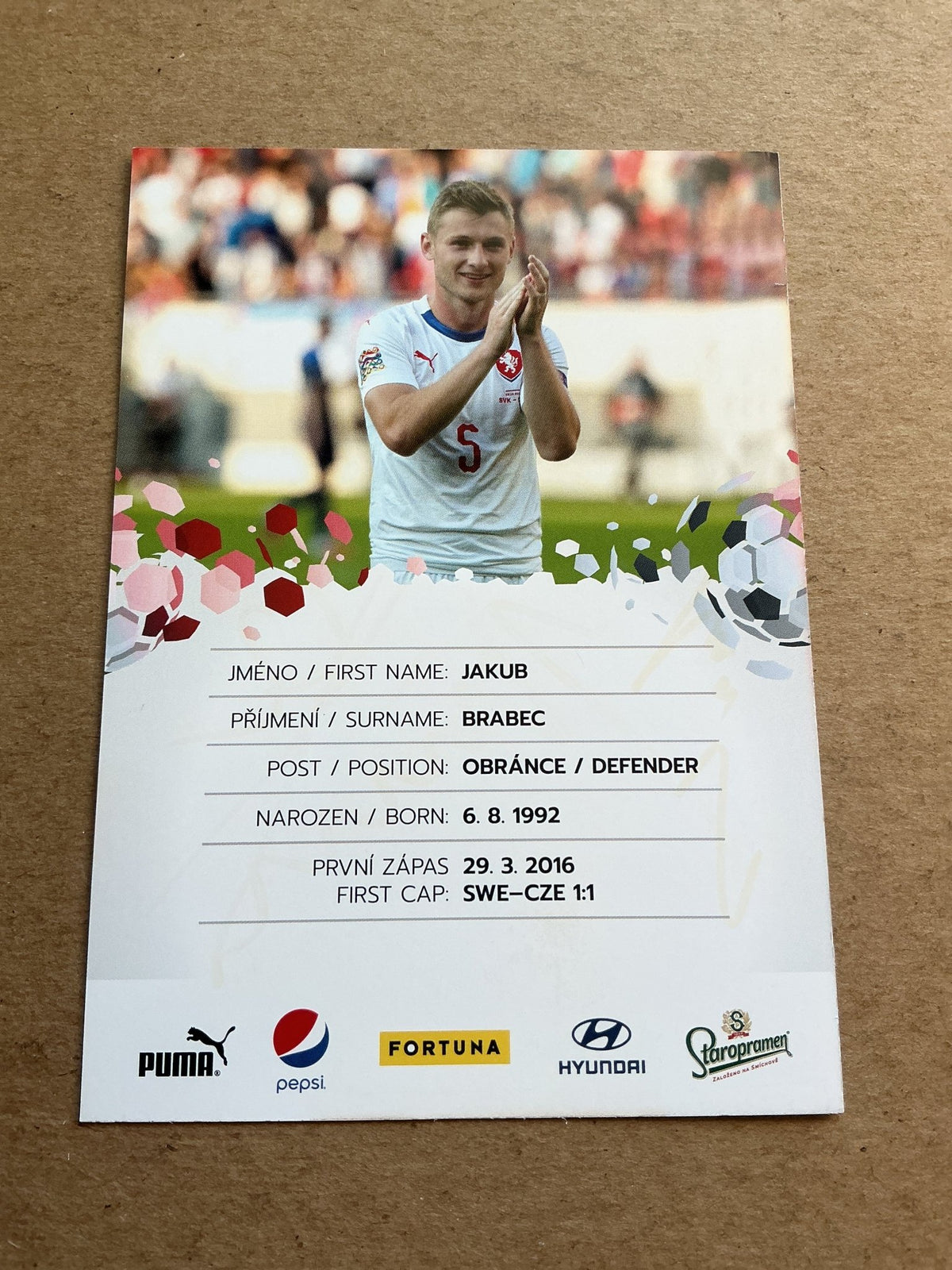 Jakub Brabec, Czech Republic 🇨🇿 UEFA Euro Cup 2020 hand signed - Autographs-World
