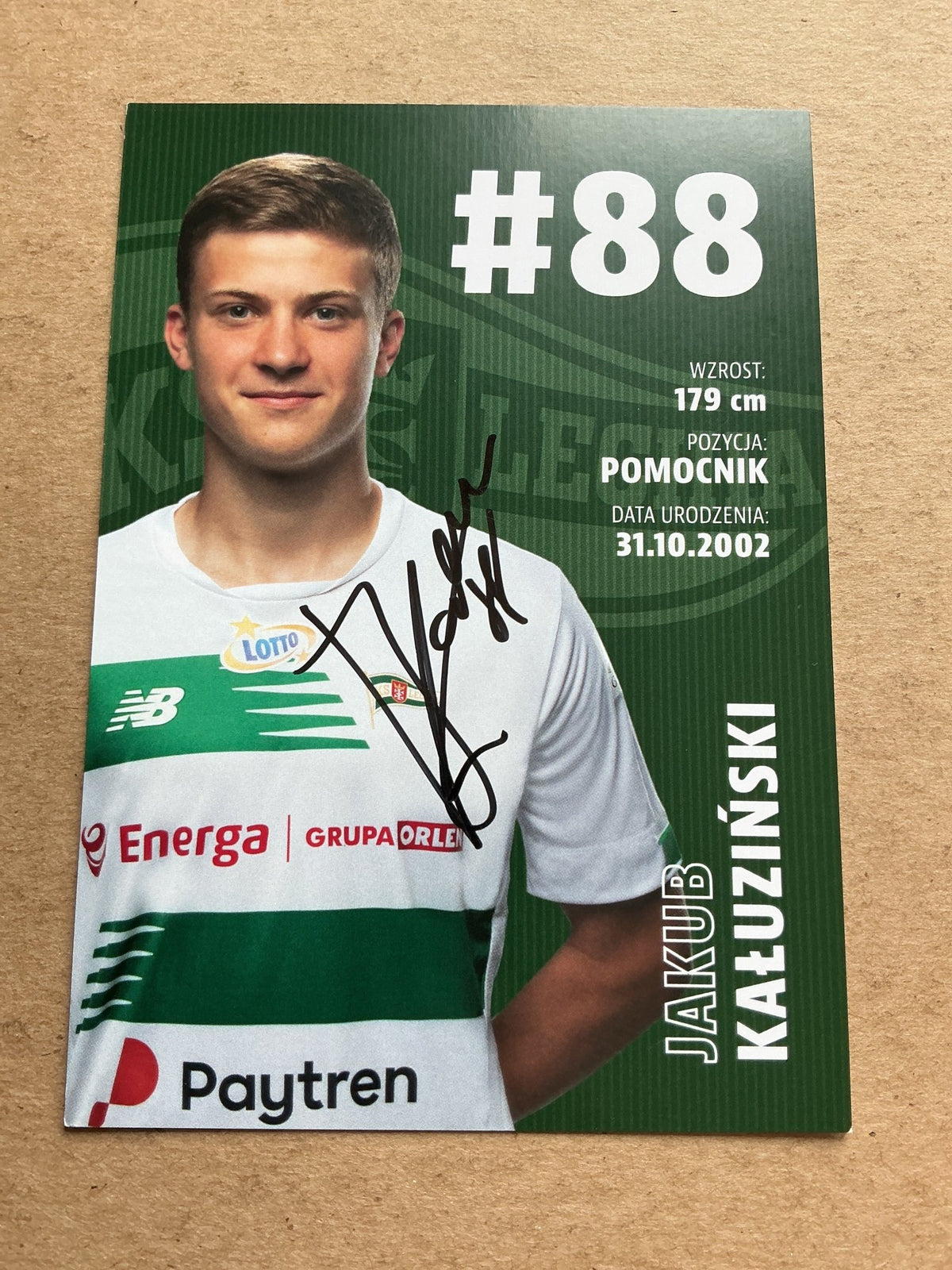 Jakub Kałuziński, Poland 🇵🇱 Lechia Gdansk 2020/21 hand signed - Autographs-World