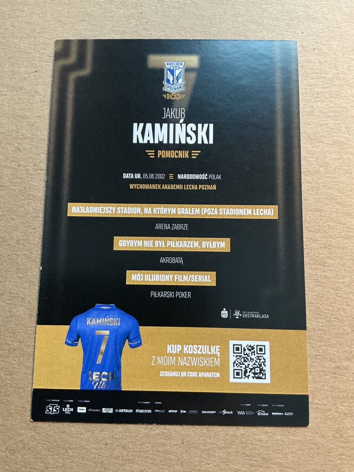 Jakub Kamiński, Poland 🇵🇱 Lech Poznán 2021/22 hand signed - Autographs-World