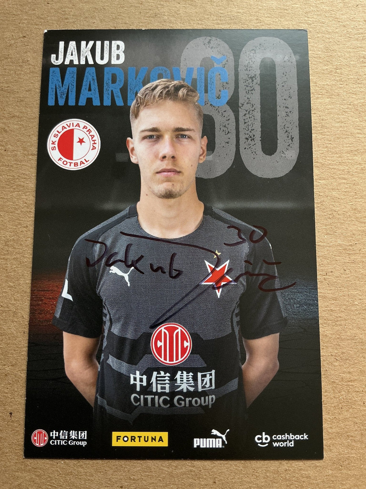 Jakub Markovič, Czech Republic 🇨🇿 SK Slavia Prague 2019/20 hand signed - Autographs-World