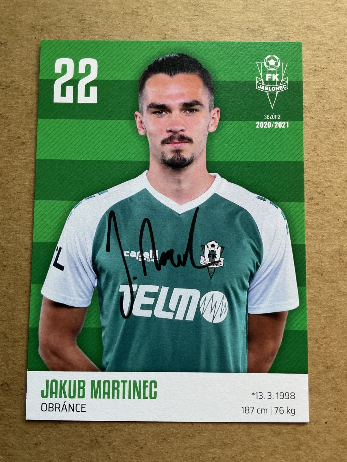 Jakub Martinec, Czech Republic 🇨🇿 FK Jablonec 2020/21 hand signed - Autographs-World