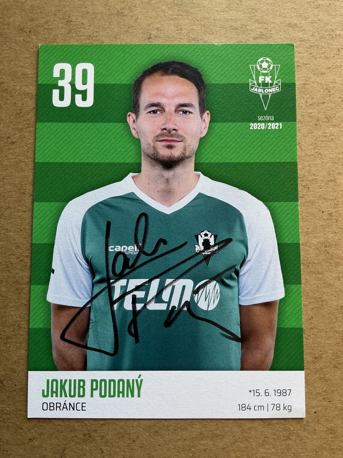 Jakub Podaný, Czech Republic 🇨🇿 FK Jablonec 2020/21 hand signed - Autographs-World