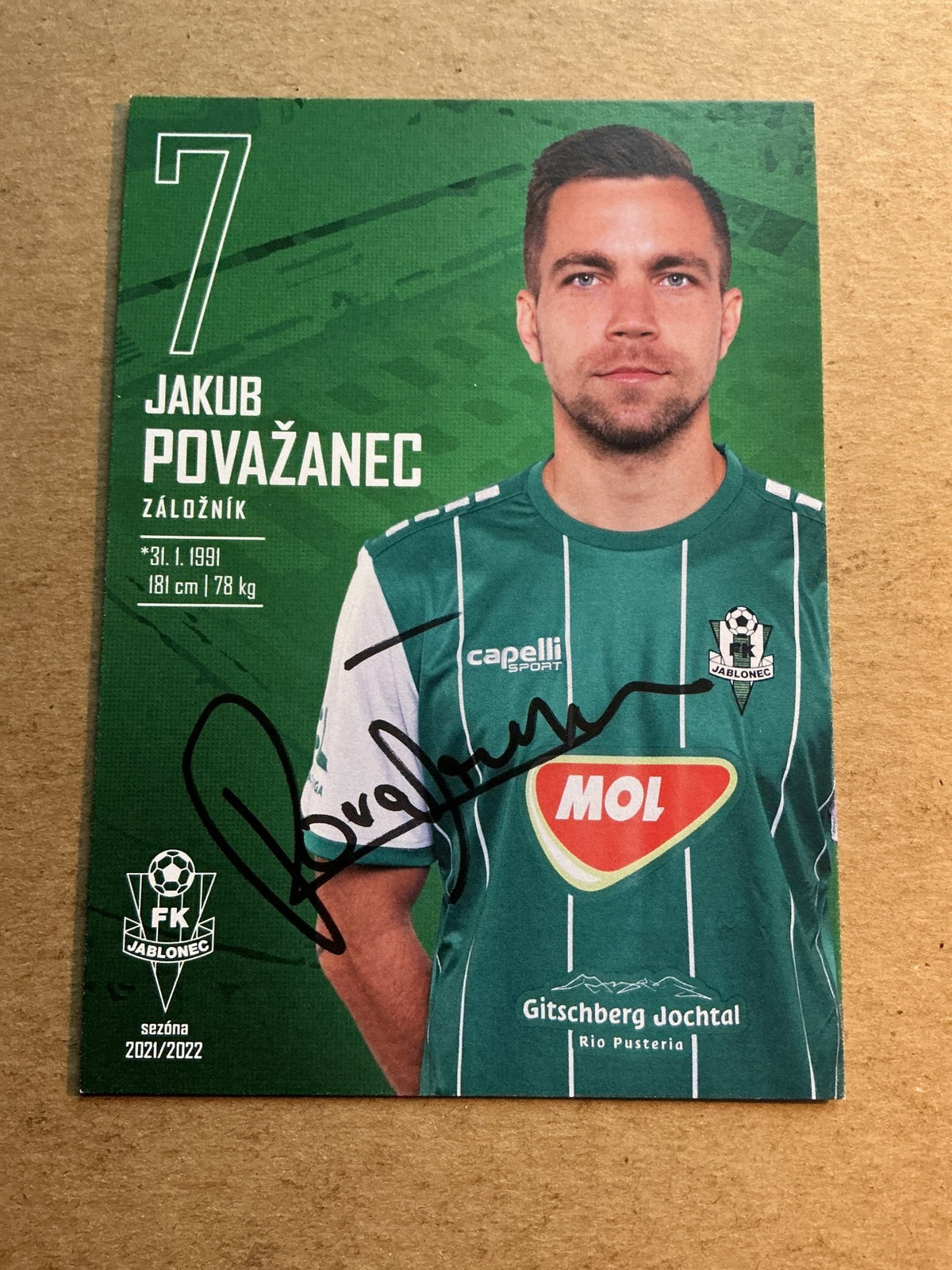 Jakub Považanec, Slovakia 🇸🇰 FK Jablonec 2021/22 hand signed - Autographs-World