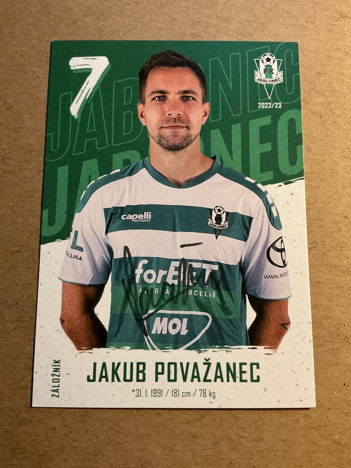Jakub Považanec, Slovakia 🇸🇰 FK Jablonec 2022/23 hand signed - Autographs-World
