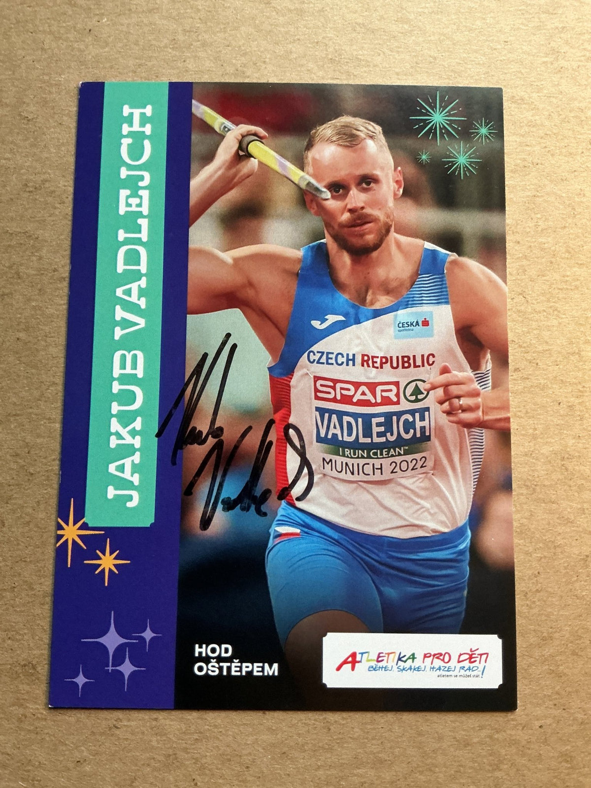 Jakub Vadlejch, Czech Republic 🇨🇿 Athletics Summer Olympics 2024 hand signed - Autographs-World