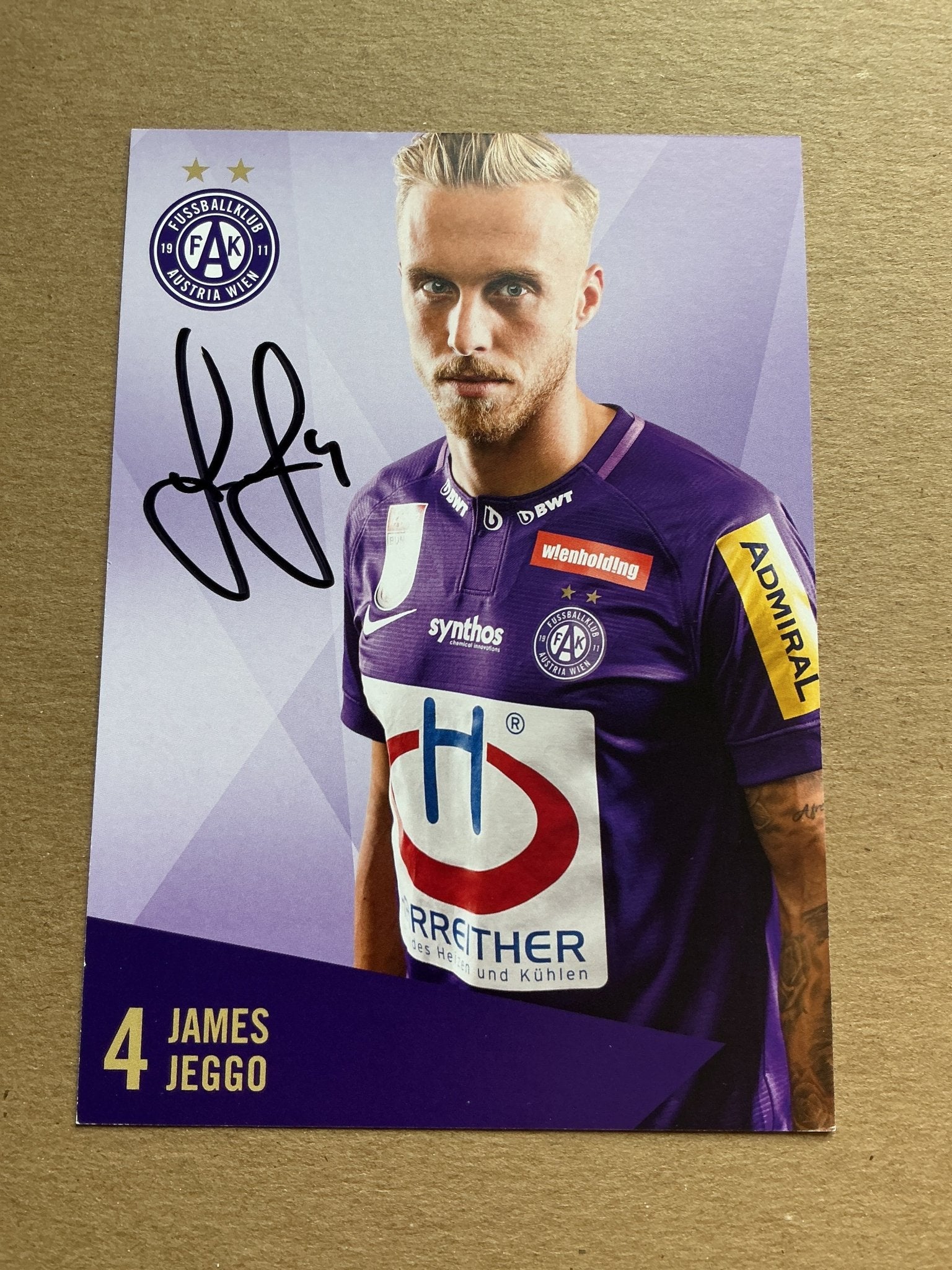 James Jeggo, Australia 🇦🇺 Austria Wien 2019/20 hand signed - Autographs-World