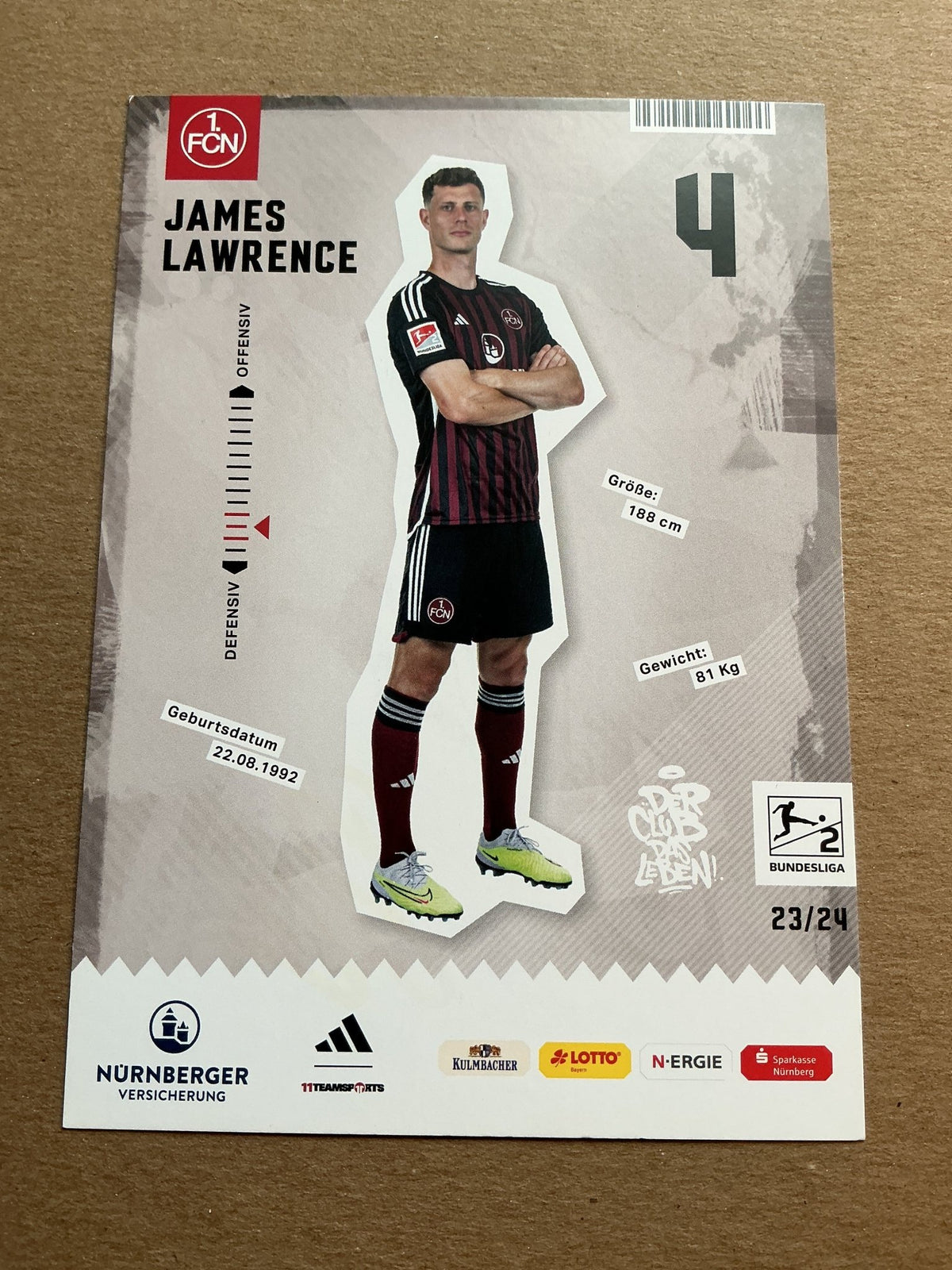 James Lawrence, Wales 🏴󠁧󠁢󠁷󠁬󠁳󠁿 1.FC Nürnberg 2023/24 hand signed - Autographs-World