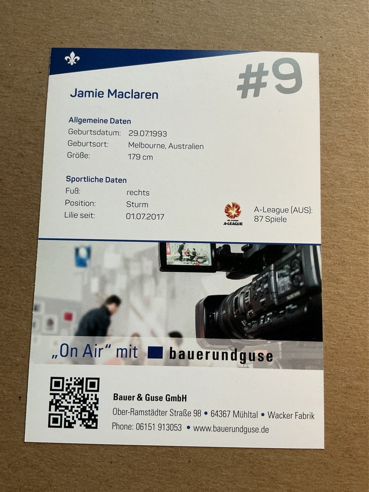 Jamie Maclaren, Australia 🇦🇺 SV Darmstadt 98 2017/18 hand signed - Autographs-World