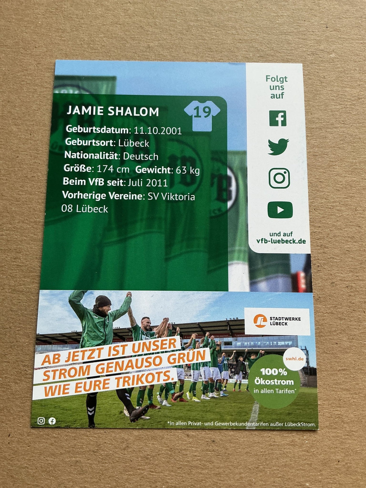 Jamie Shalom, Germany 🇩🇪 VfB Lübeck 2020/21 hand signed - Autographs-World