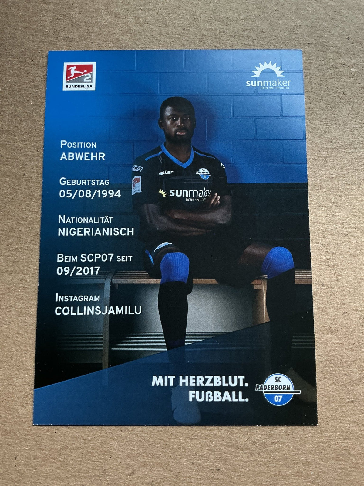 Jamilu Collins, Nigeria 🇳🇬 SC Paderborn 07 2020/21 hand signed - Autographs-World