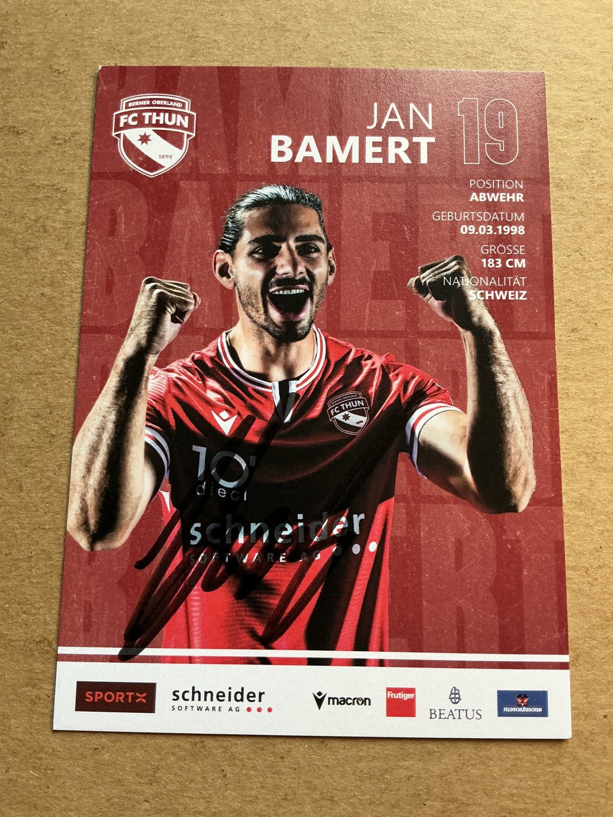 Jan Bamert, Switzerland 🇨🇭 FC Thun 2023/24 hand signed - Autographs-World