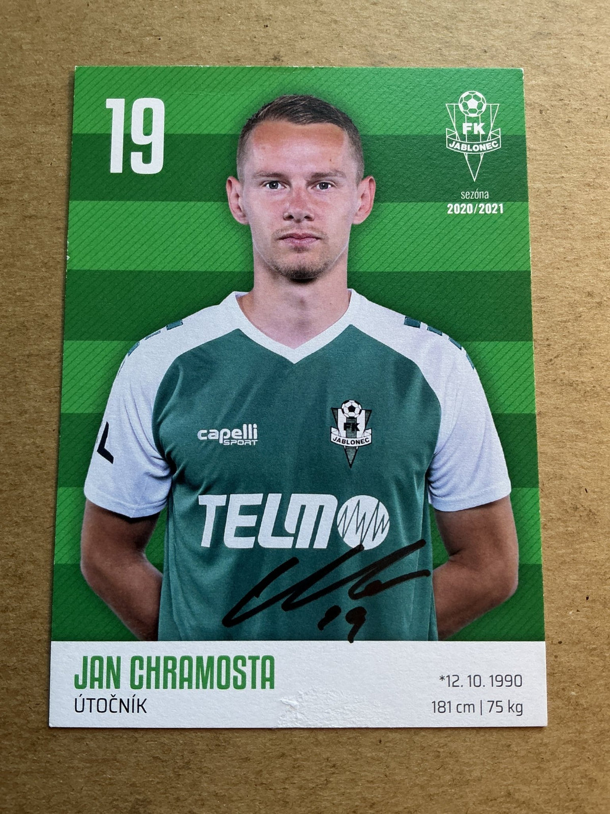 Jan Chramosta, Czech Republic 🇨🇿 FK Jablonec 2020/21 hand signed - Autographs-World