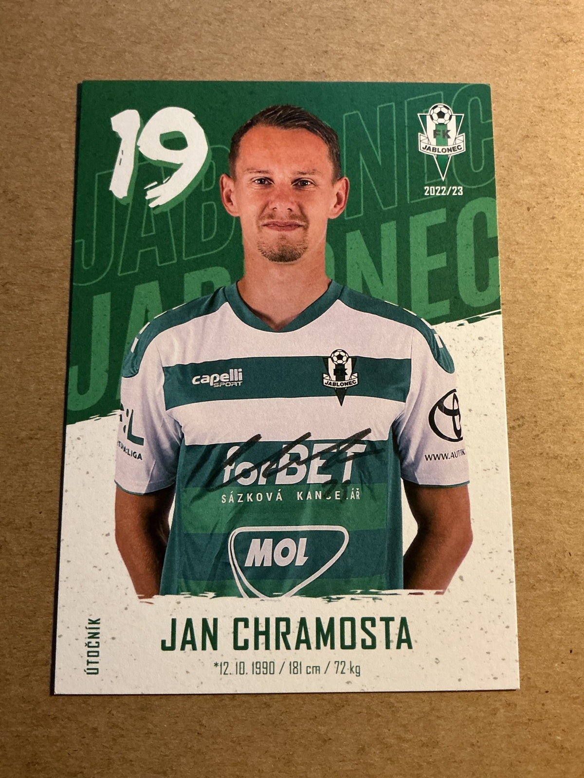Jan Chramosta, Czech Republic 🇨🇿 FK Jablonec 2022/23 hand signed - Autographs-World