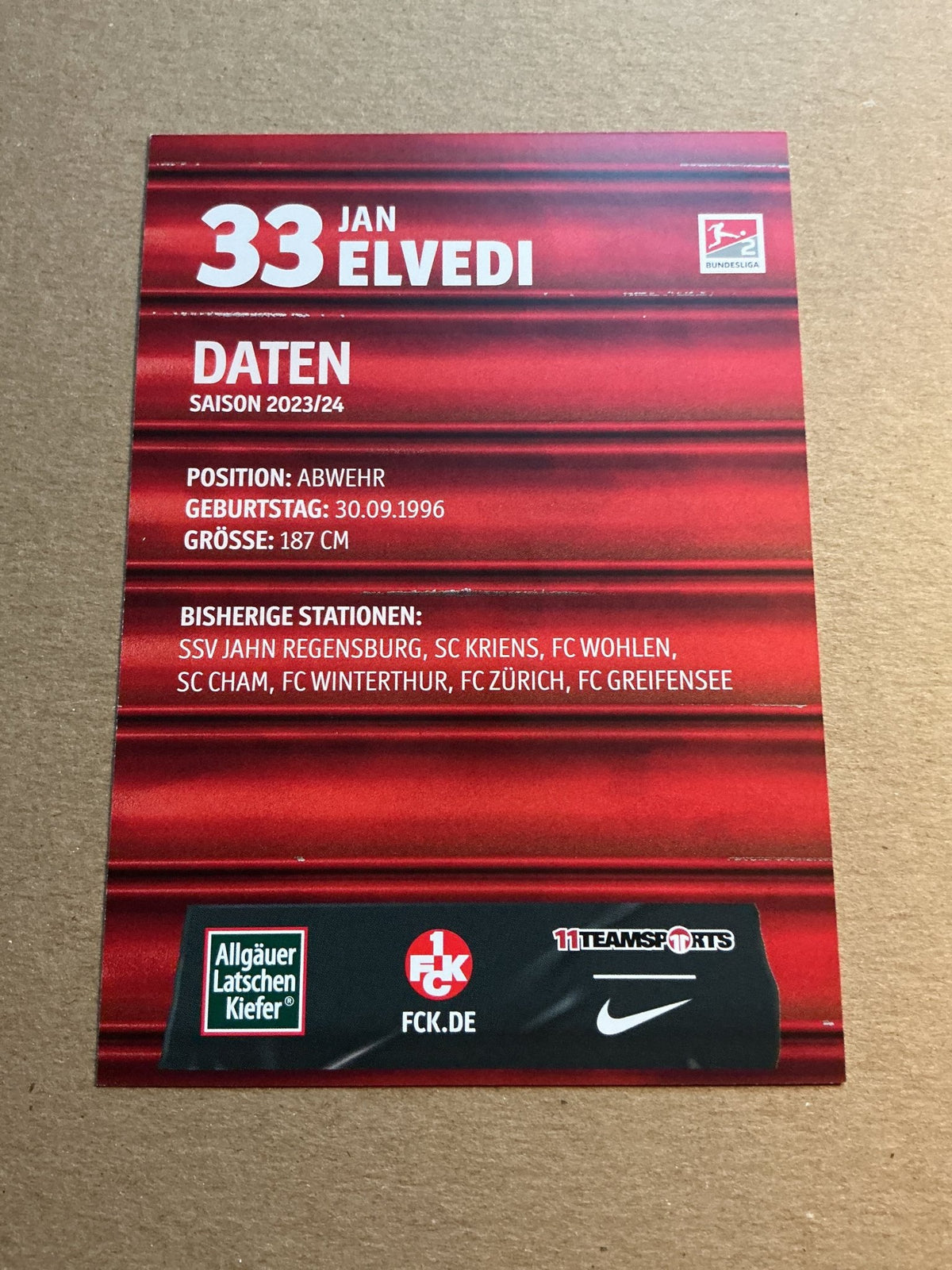 Jan Elvedi, Switzerland 🇨🇭 1.FC Kaiserslautern 2023/24 hand signed - Autographs-World