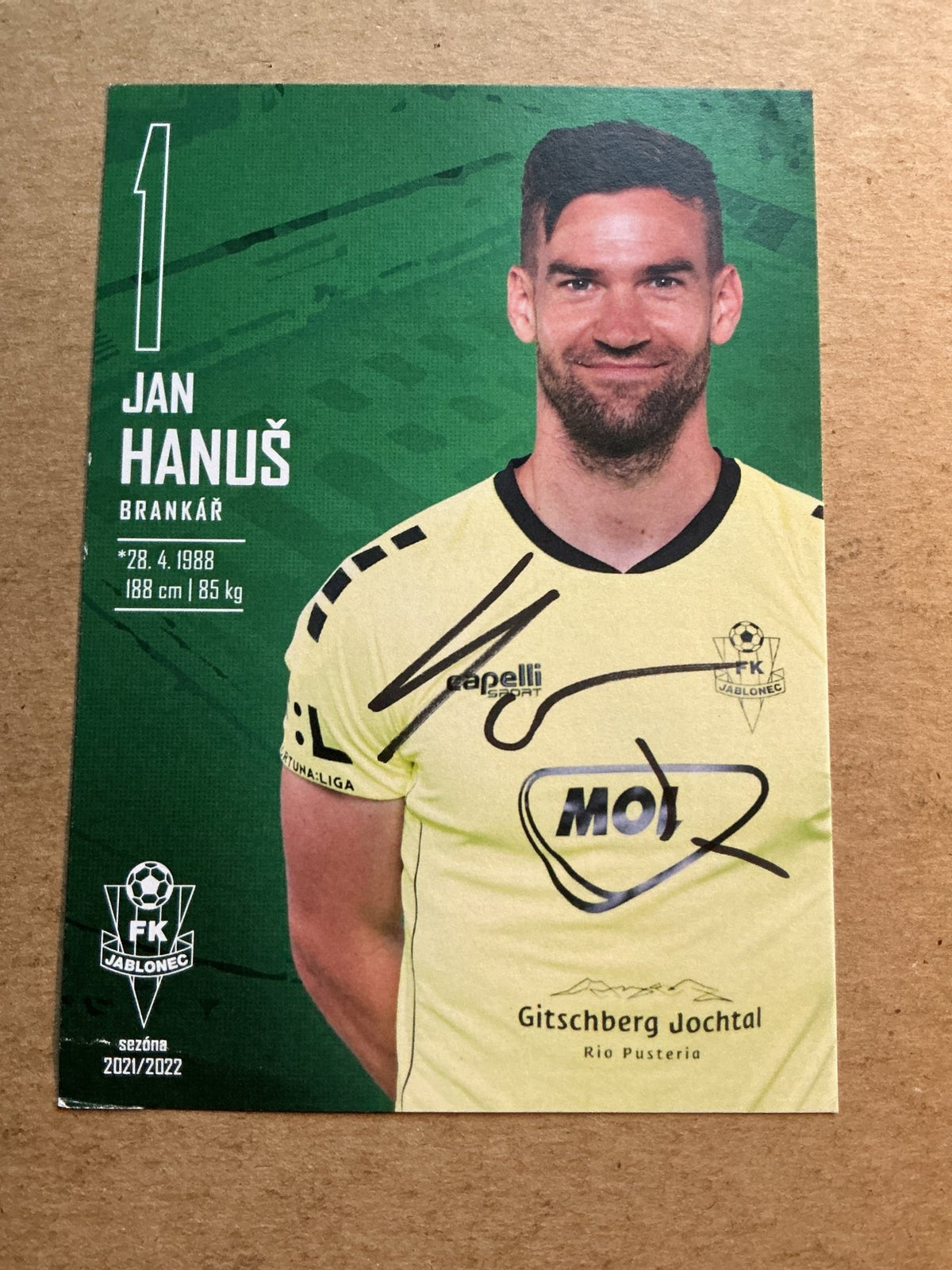 Jan Hanuš, Czech Republic 🇨🇿 FK Jablonec 2021/22 hand signed - Autographs-World