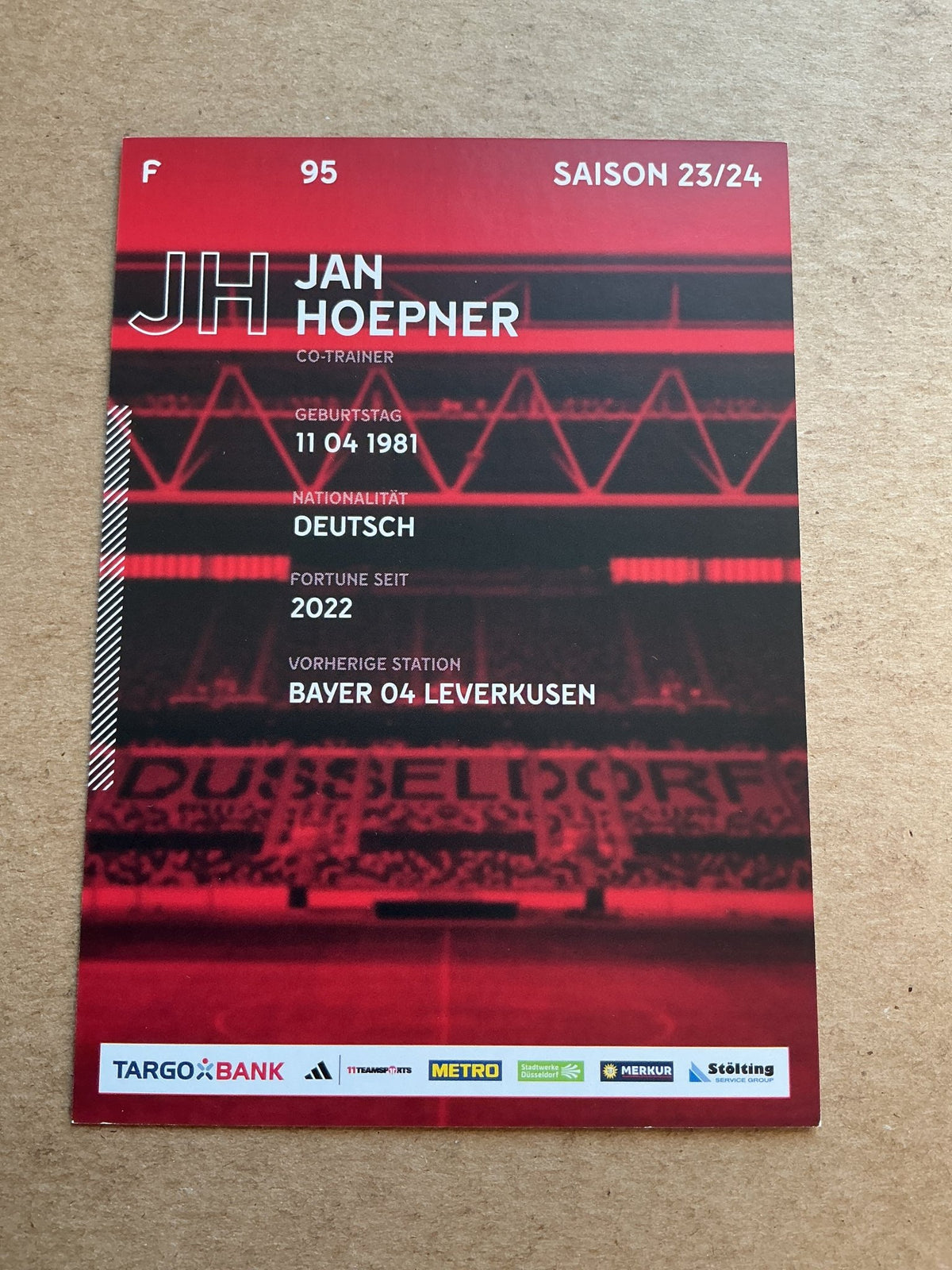 Jan Hoepner, Germany 🇩🇪 Fortuna Düsseldorf 2023/24 hand signed - Autographs-World