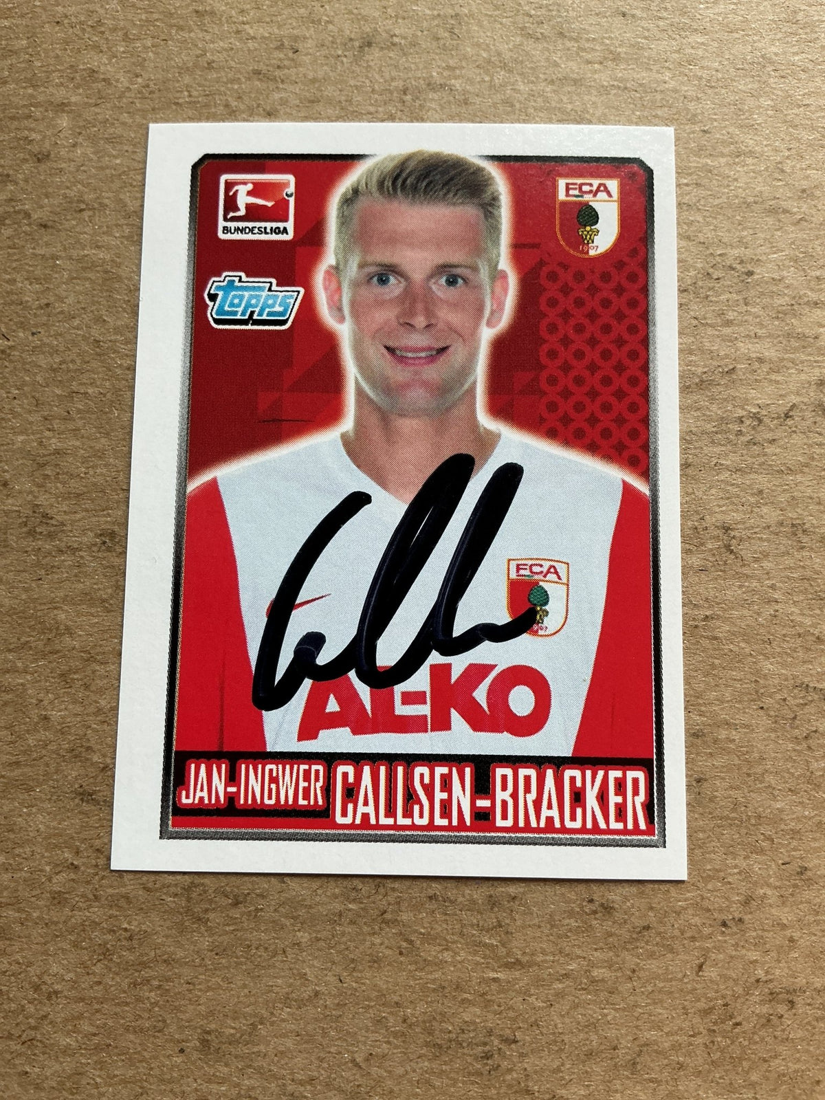 Jan-Ingwer Callsen-Bracker, Germany 🇩🇪 FC Augsburg 2014/15 Topps hand signed - Autographs-World