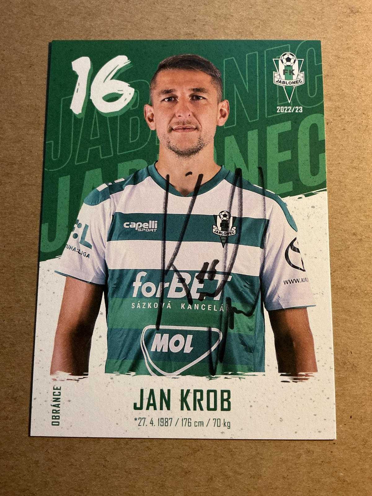 Jan Krob, Czech Republic 🇨🇿 FK Jablonec 2022/23 hand signed - Autographs-World
