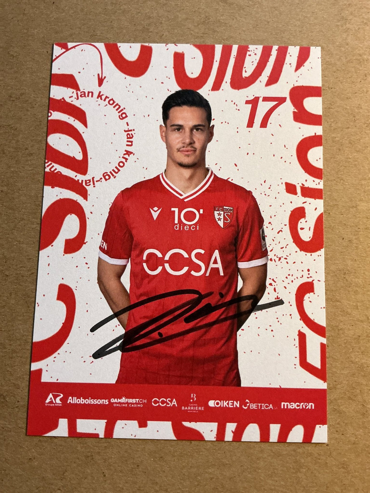 Jan Kronig, Switzerland 🇨🇭 FC Sion 2023/24 hand signed - Autographs-World