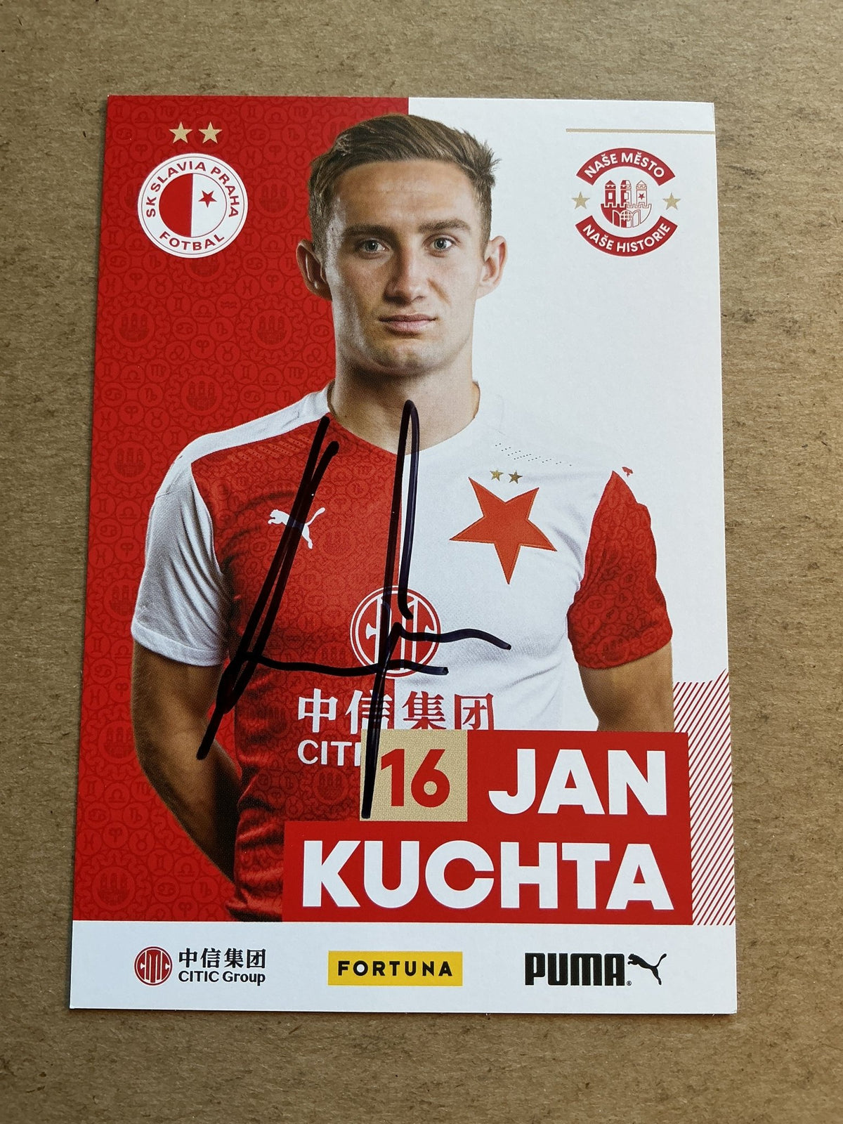Jan Kuchta, Czech Republic 🇨🇿 SK Slavia Prague 2020/21 hand signed - Autographs-World